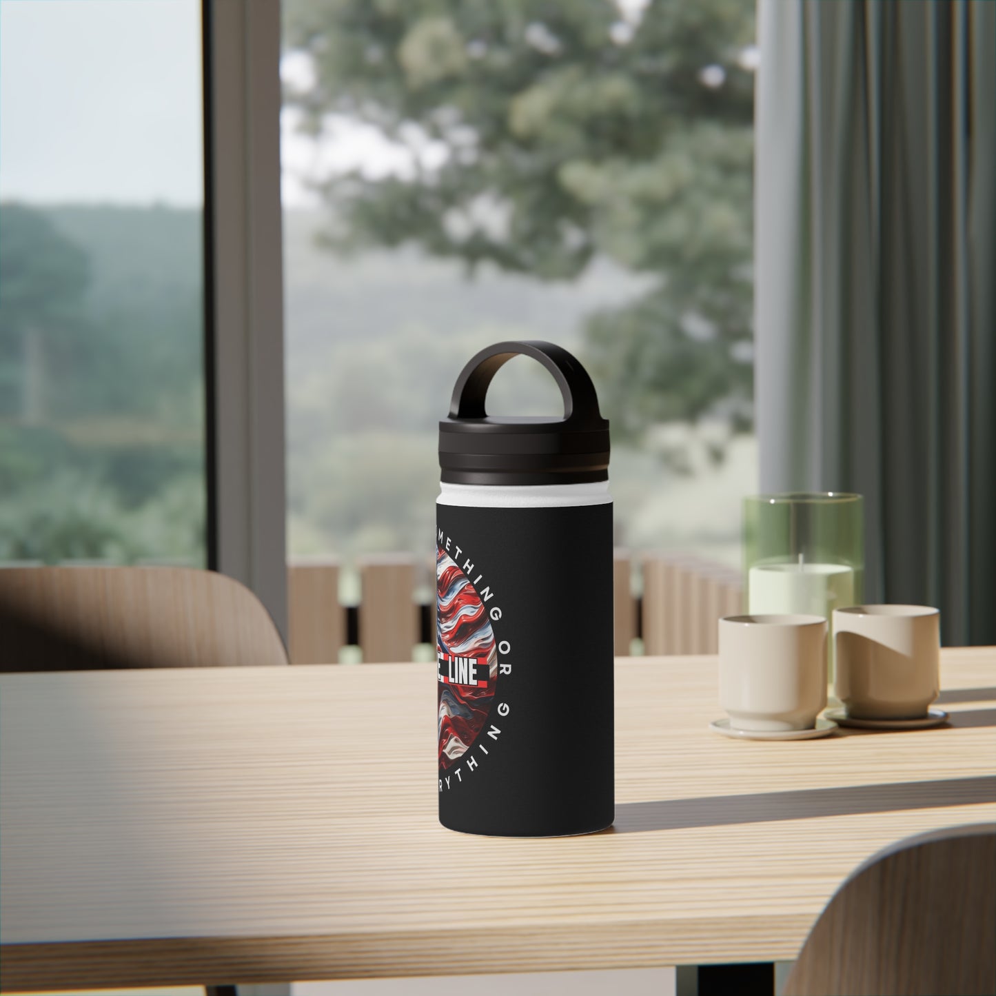 Customizable American Flag “Hold The Line” Stainless Steel Water Bottle