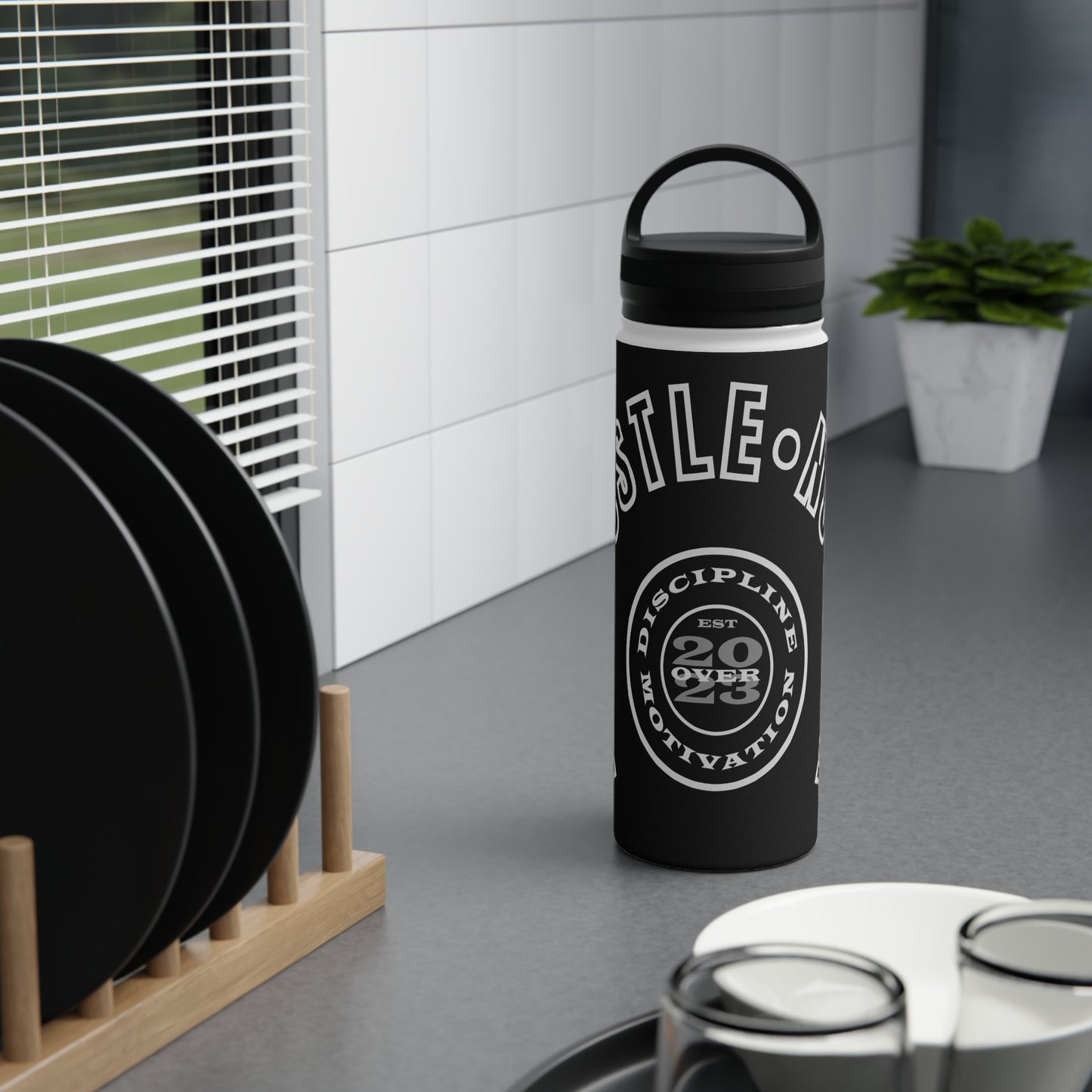 All Hustle No Luck Customizable Stainless Steel Water Bottle