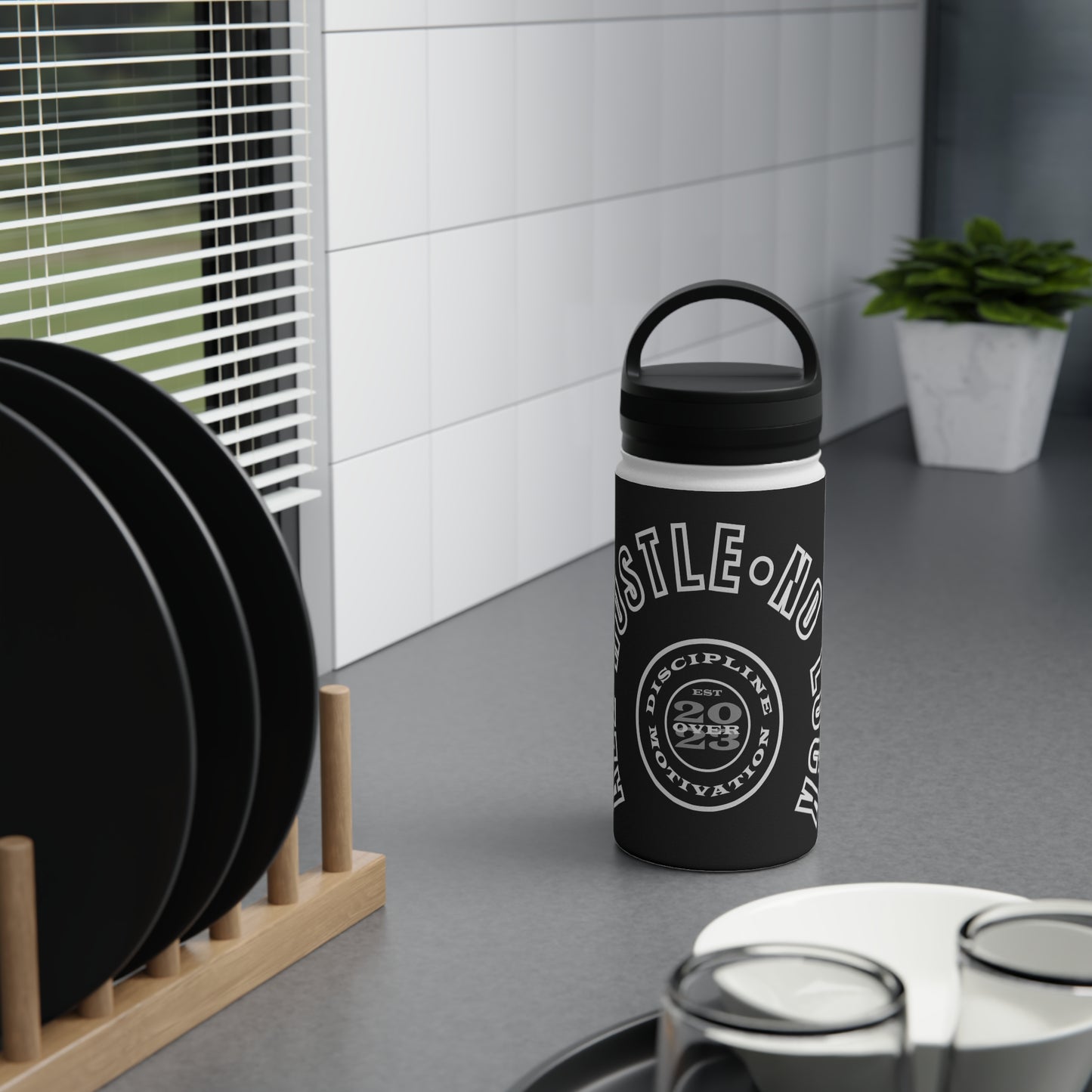 All Hustle No Luck Customizable Stainless Steel Water Bottle