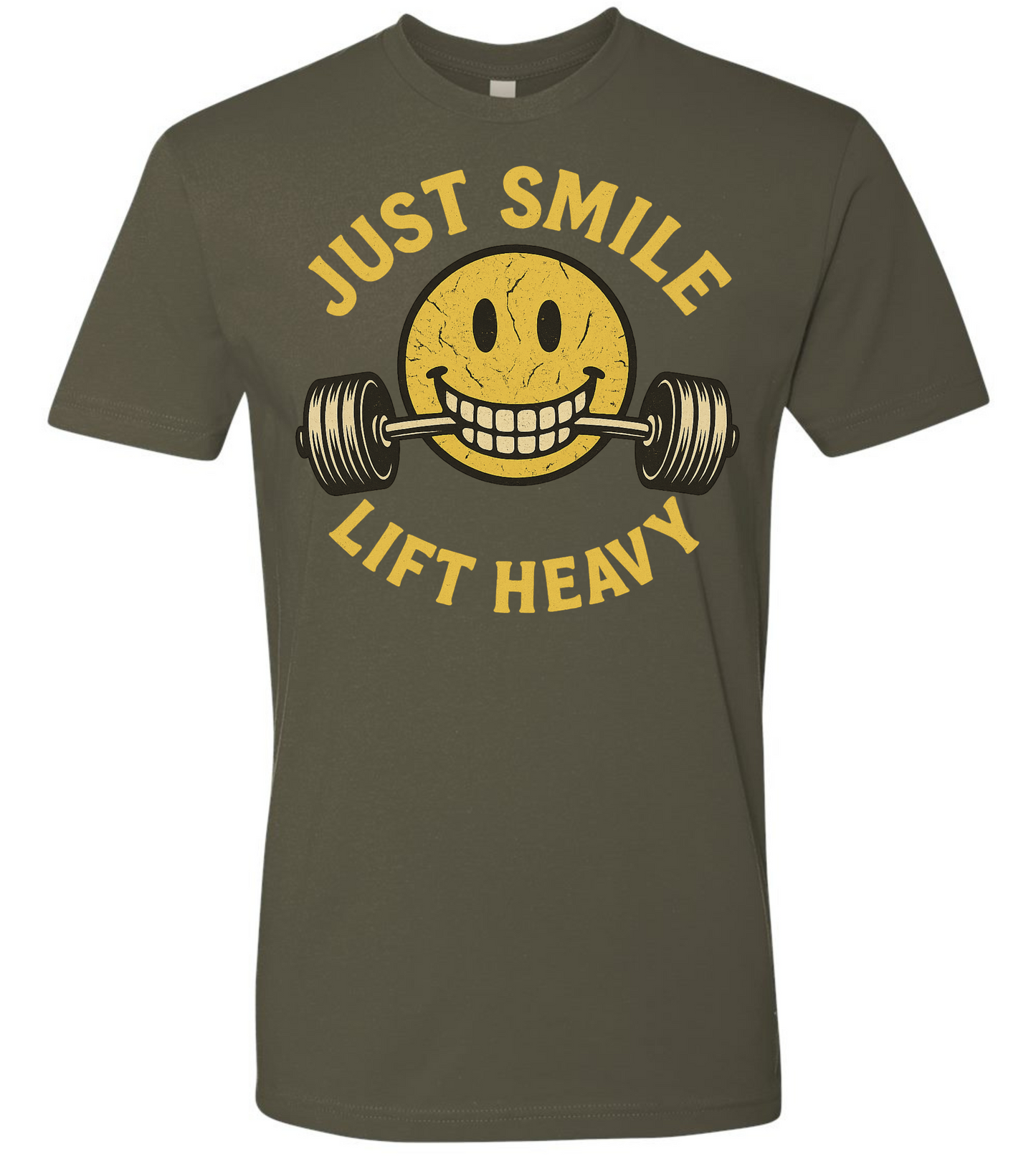 Stressed Just Smile and Lift Heavy T-Shirt | Motivational Gym & Weightlifting Apparel Light Weight