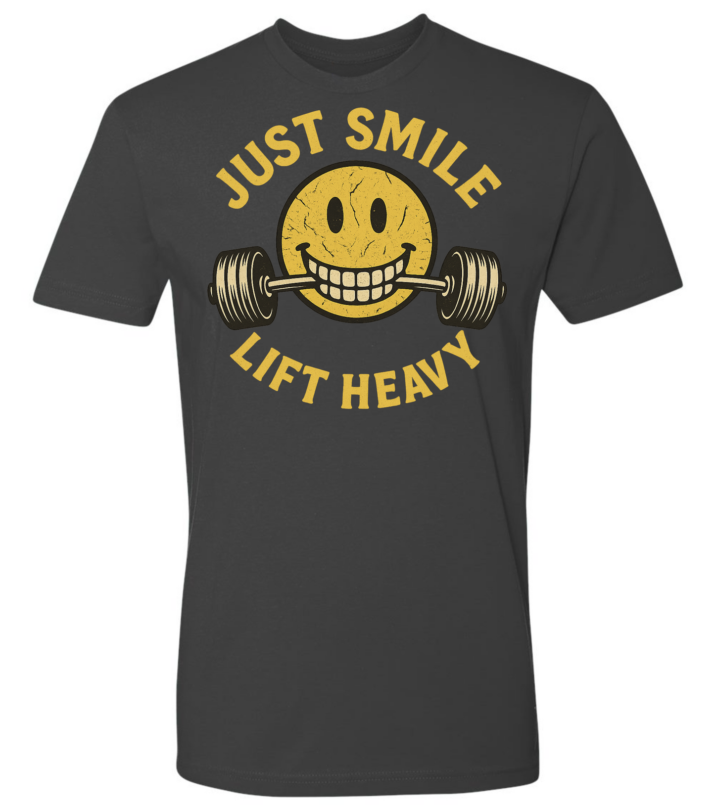Stressed Just Smile and Lift Heavy T-Shirt | Motivational Gym & Weightlifting Apparel Light Weight