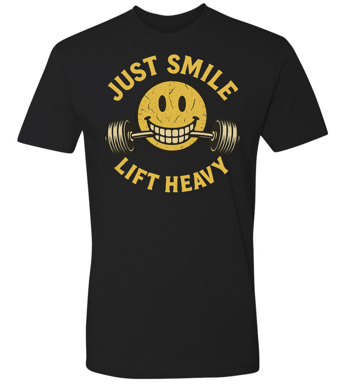 Stressed Just Smile and Lift Heavy T-Shirt | Motivational Gym & Weightlifting Apparel Light Weight