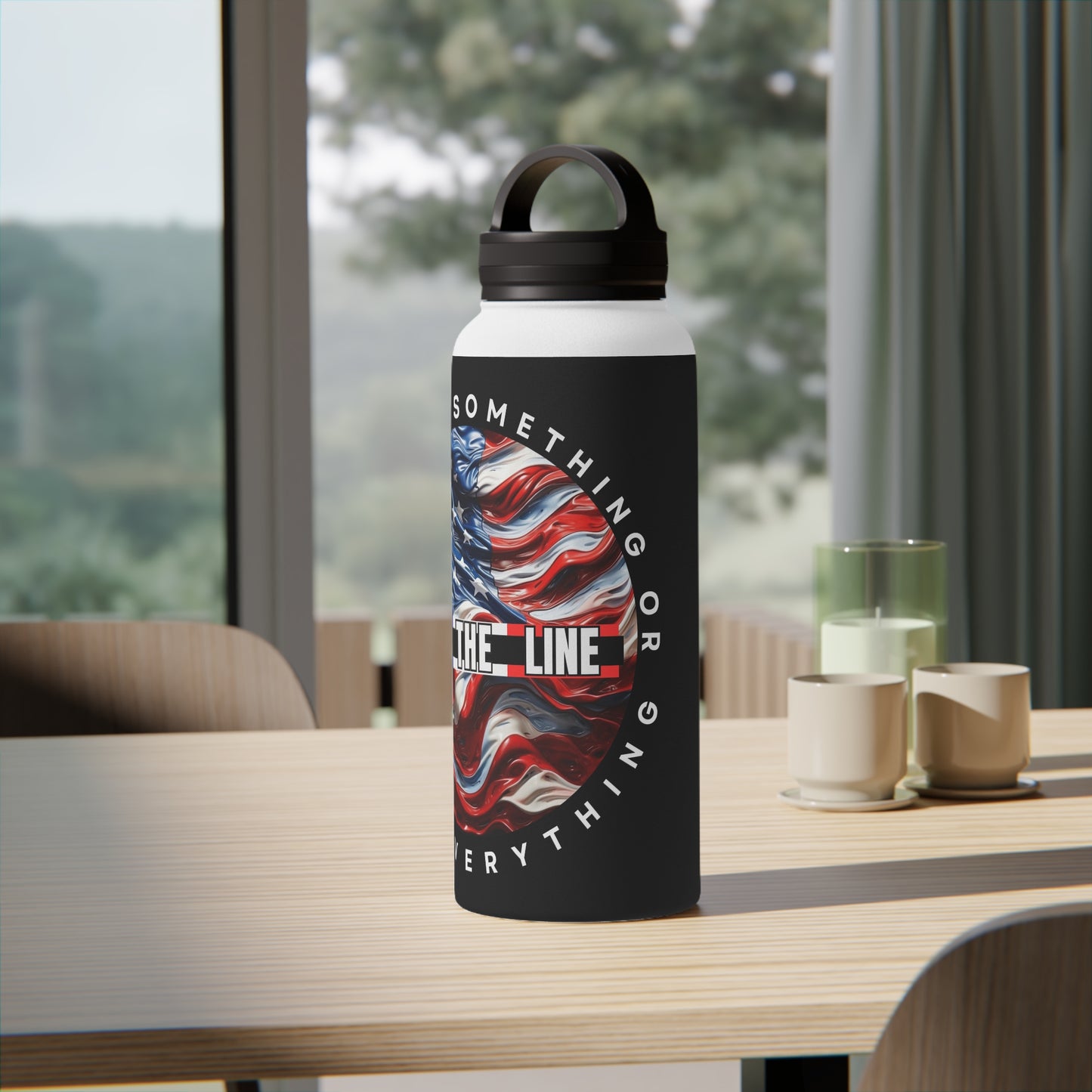 Customizable American Flag “Hold The Line” Stainless Steel Water Bottle