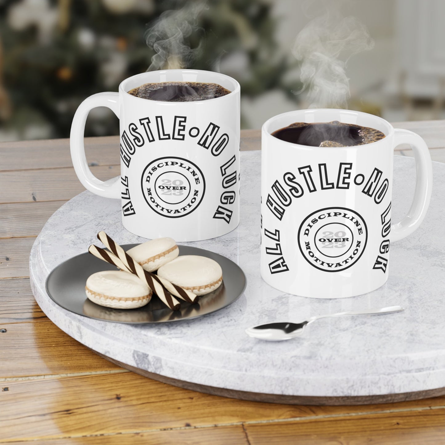 All Hustle Mug White - Discipline Over Motivation 24/7