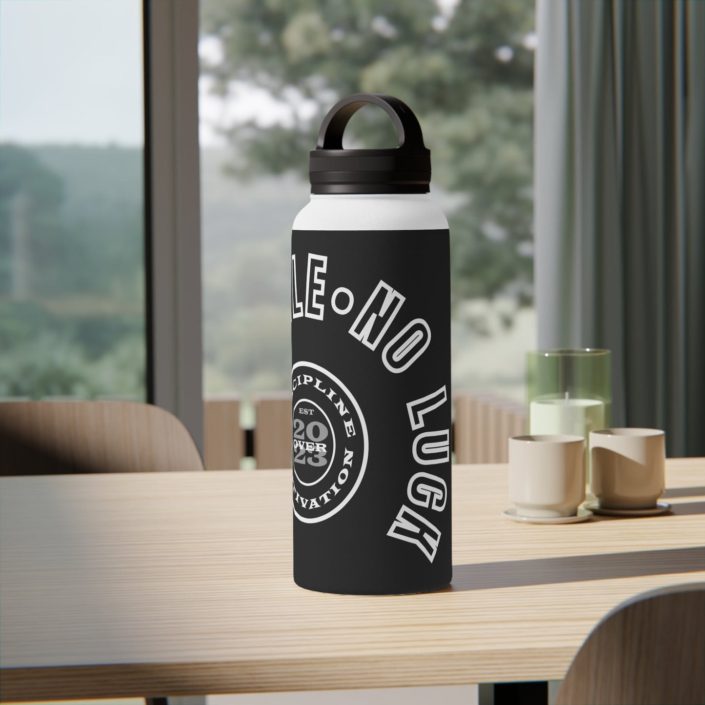 All Hustle No Luck Customizable Stainless Steel Water Bottle - Discipline Over Motivation 24/7