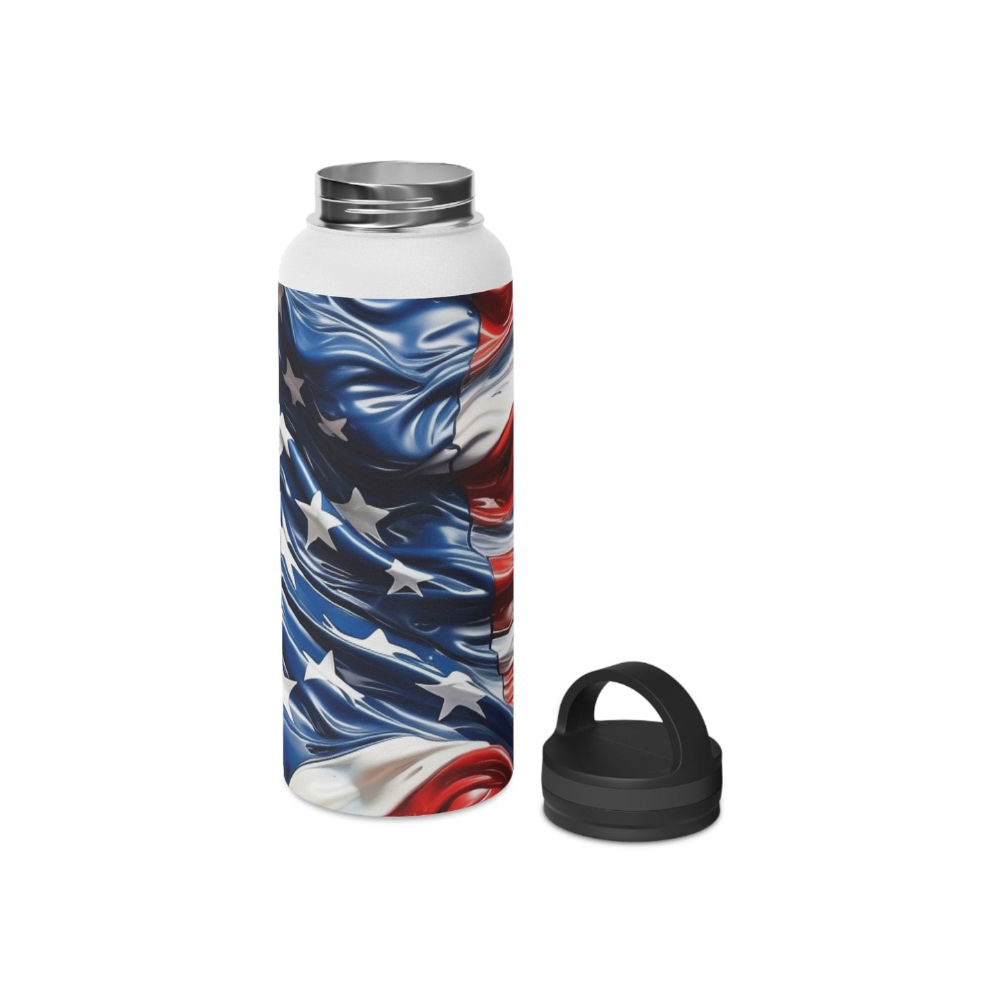 American Flag Stainless Steel Water Bottle - Discipline Over Motivation 24/7