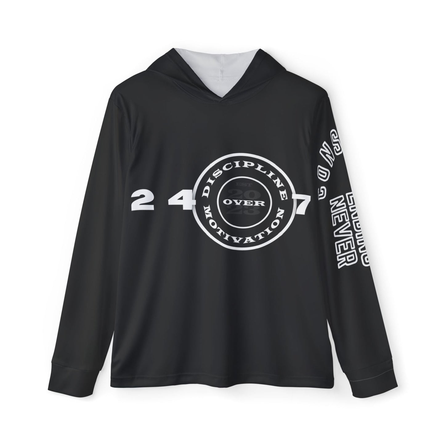 Constant Never Ending Improvement Dry Fit SPF 50 Men's Sports Warmup Hoodie (AOP) - Discipline Over Motivation 24/7