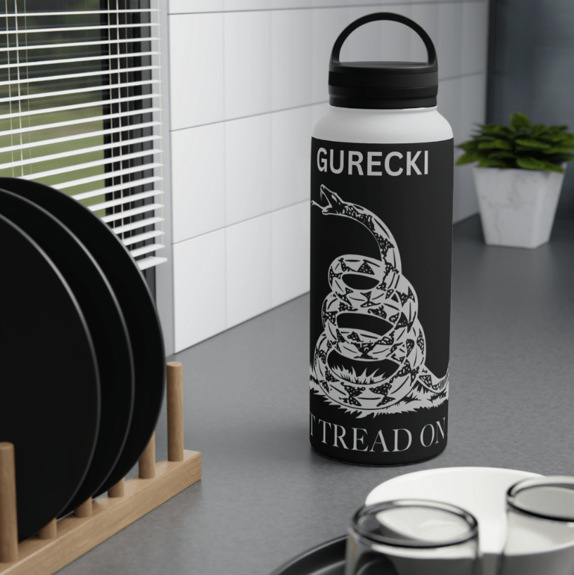Customizable “Don’t Tread On Me” Stainless Steel Water Bottle - Discipline Over Motivation 24/7