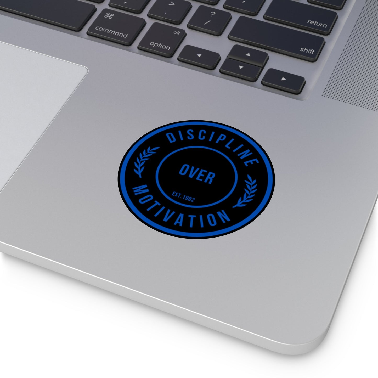 Discipline Over Motivation Logo, Indoor\Outdoor Sticker Black and Blue - Discipline Over Motivation 247
