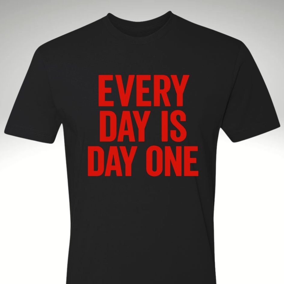 Every Day is Day One | Motivational Gym & Workout Apparel for Men & Women Rebirth RED AND BLACK - Discipline Over Motivation 24/7