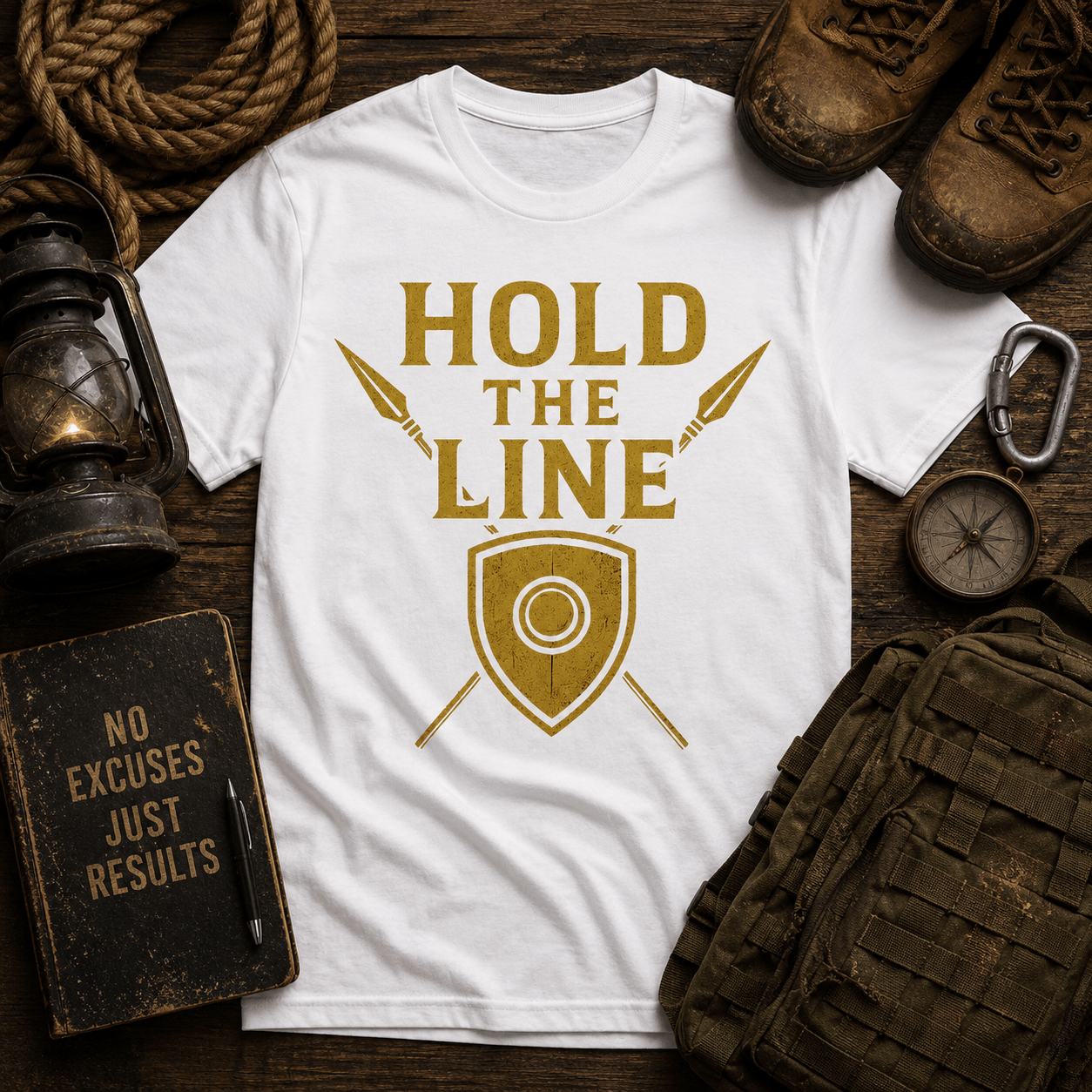 GOLD — HOLD THE LINE TEE - Discipline Over Motivation 24/7