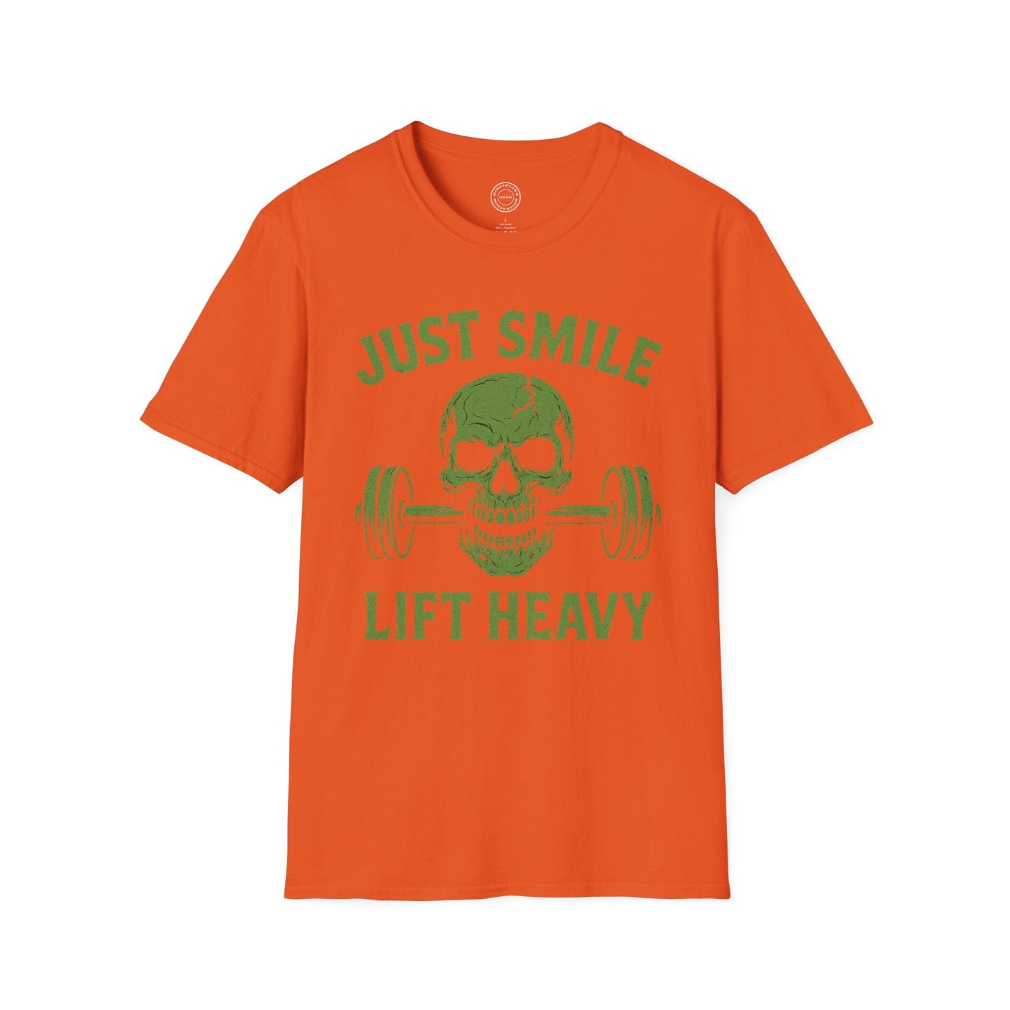 Halloween Green Skull Just Smile and Lift Heavy Pump Cover Up T-Shirt | Motivational Gym & Weightlifting Apparel - Discipline Over Motivation 24/7
