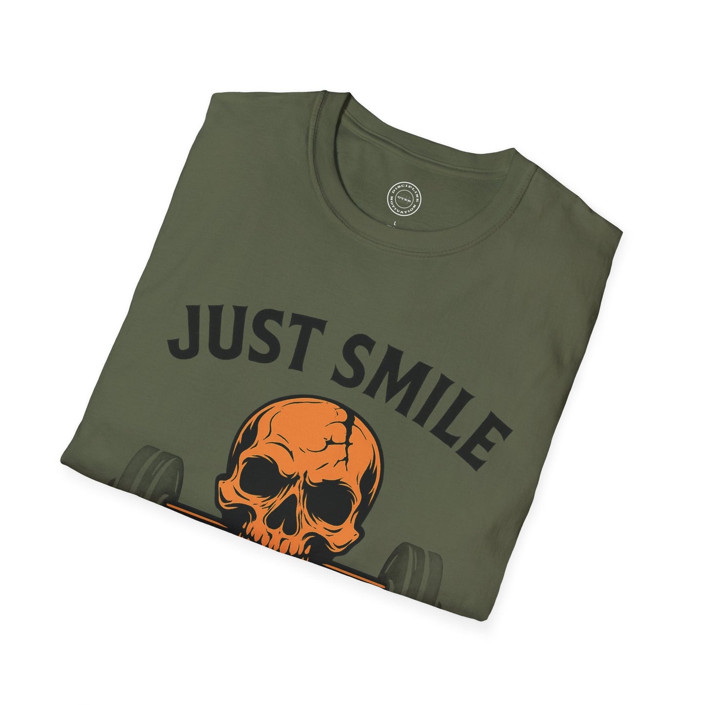 Halloween Green Skull Just Smile and Lift Heavy Pump Cover Up T-Shirt | Motivational Gym & Weightlifting Apparel - Discipline Over Motivation 24/7