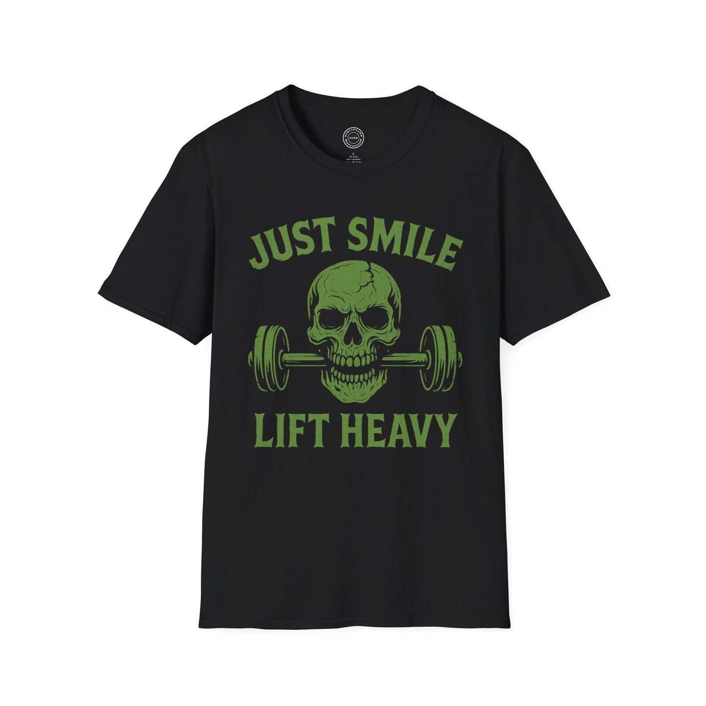 Halloween Green Skull Just Smile and Lift Heavy Pump Cover Up T-Shirt | Motivational Gym & Weightlifting Apparel - Discipline Over Motivation 24/7