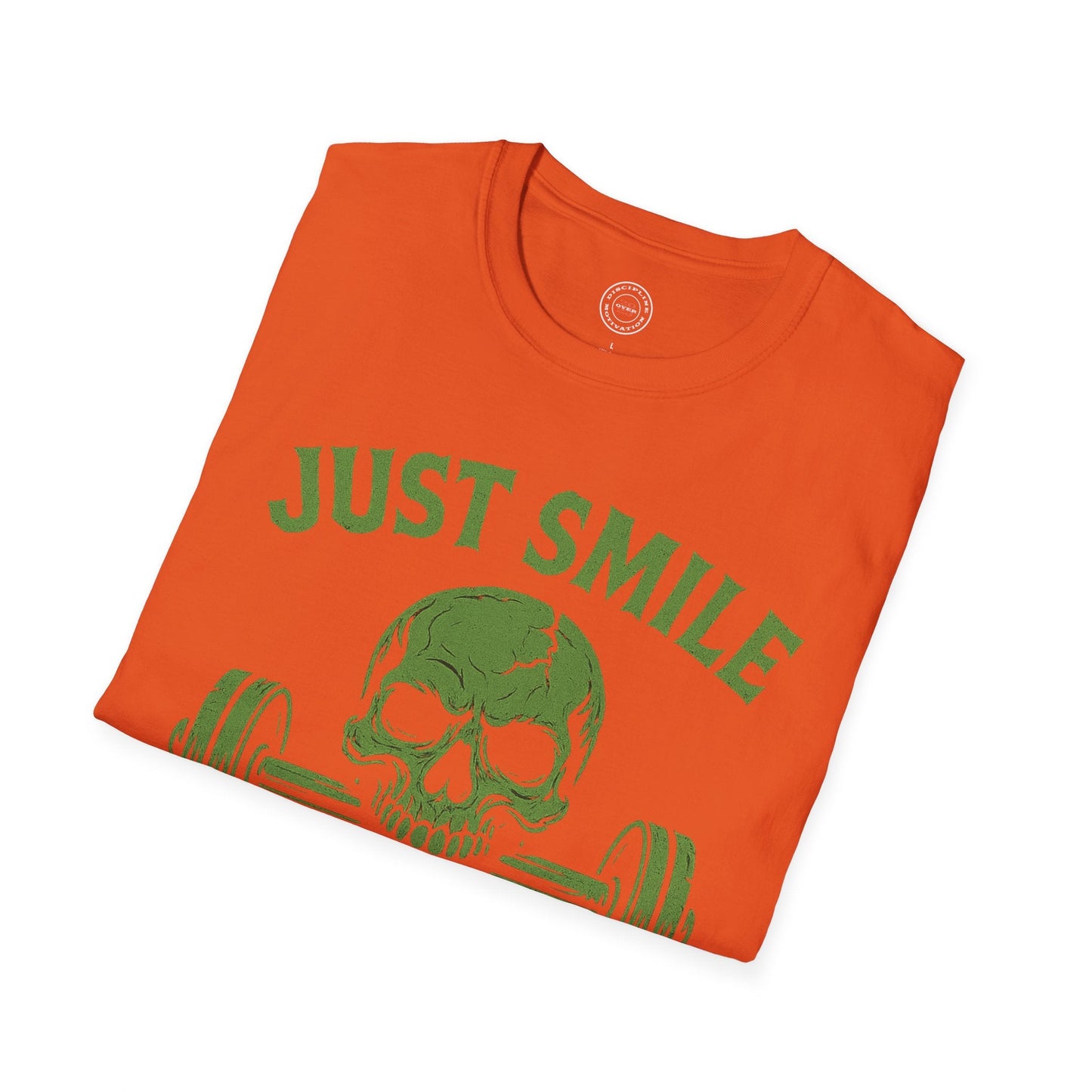 Halloween Green Skull Just Smile and Lift Heavy Pump Cover Up T-Shirt | Motivational Gym & Weightlifting Apparel - Discipline Over Motivation 24/7