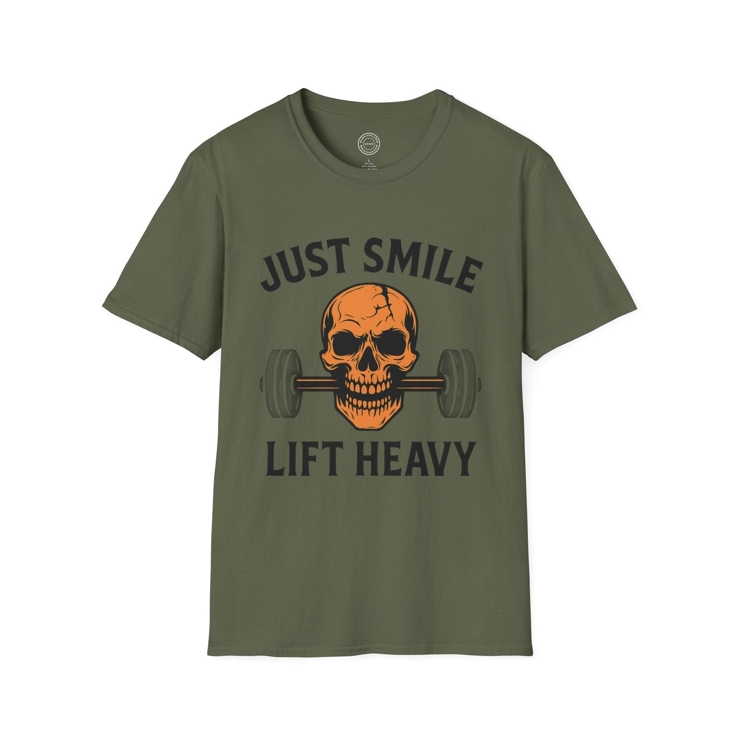 Halloween Green Skull Just Smile and Lift Heavy Pump Cover Up T-Shirt | Motivational Gym & Weightlifting Apparel - Discipline Over Motivation 24/7