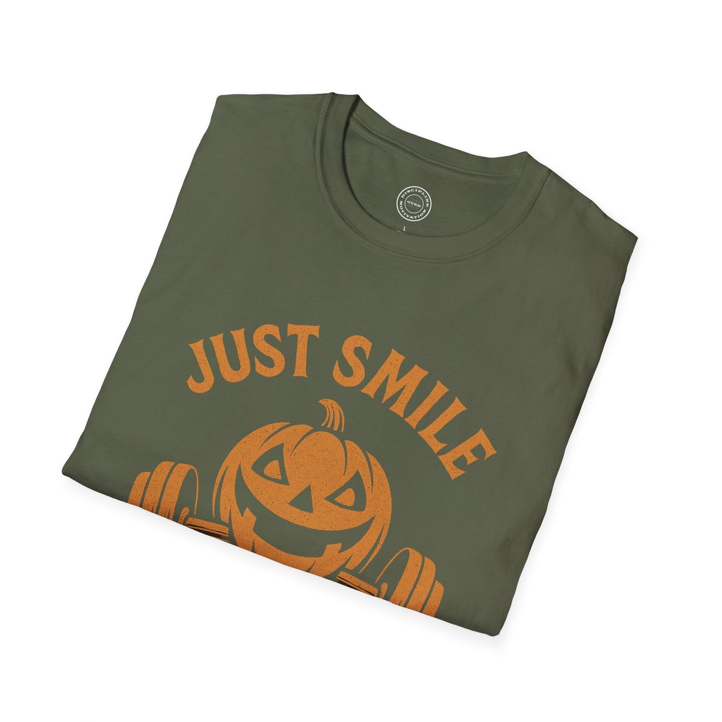Halloween Orange Jack O Lantern 2 Just Smile and Lift Heavy Pump Cover Up T-Shirt | Motivational Gym & Weightlifting Apparel - Discipline Over Motivation 24/7