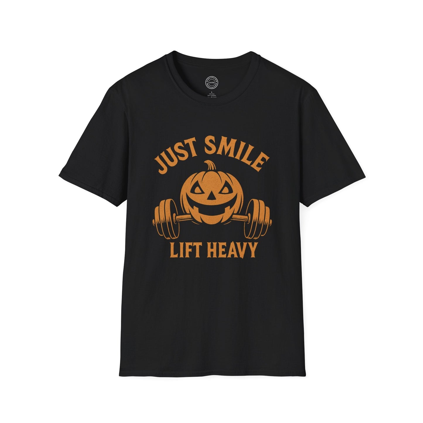 Halloween Orange Jack O Lantern 2 Just Smile and Lift Heavy Pump Cover Up T-Shirt | Motivational Gym & Weightlifting Apparel - Discipline Over Motivation 24/7