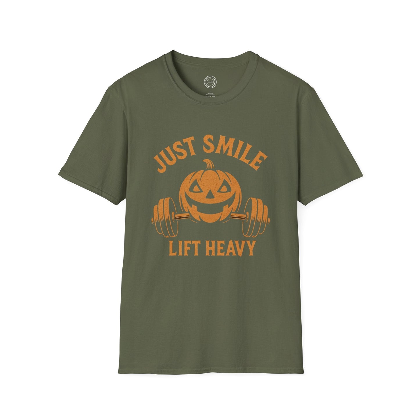 Halloween Orange Jack O Lantern 2 Just Smile and Lift Heavy Pump Cover Up T-Shirt | Motivational Gym & Weightlifting Apparel - Discipline Over Motivation 24/7