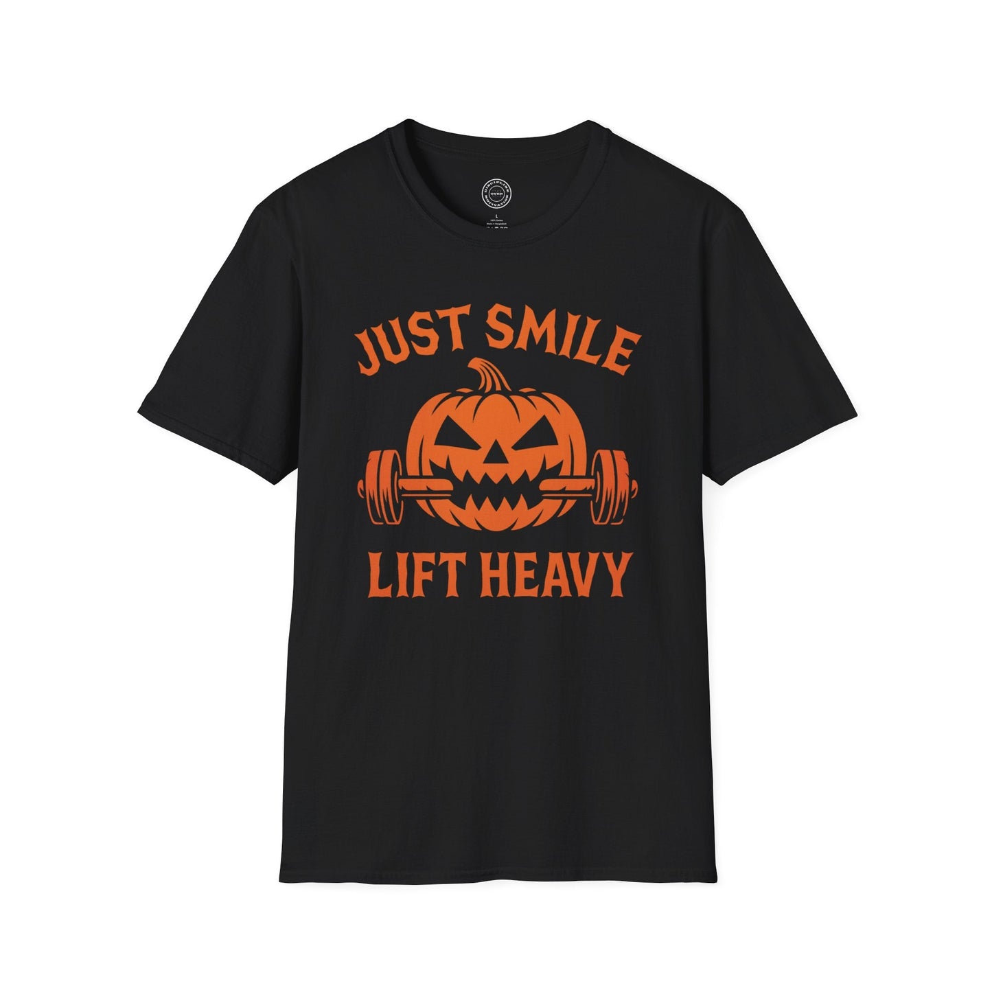 Halloween Orange Jack O Lantern Just Smile and Lift Heavy Pump Cover Up T-Shirt | Motivational Gym & Weightlifting Apparel - Discipline Over Motivation 24/7
