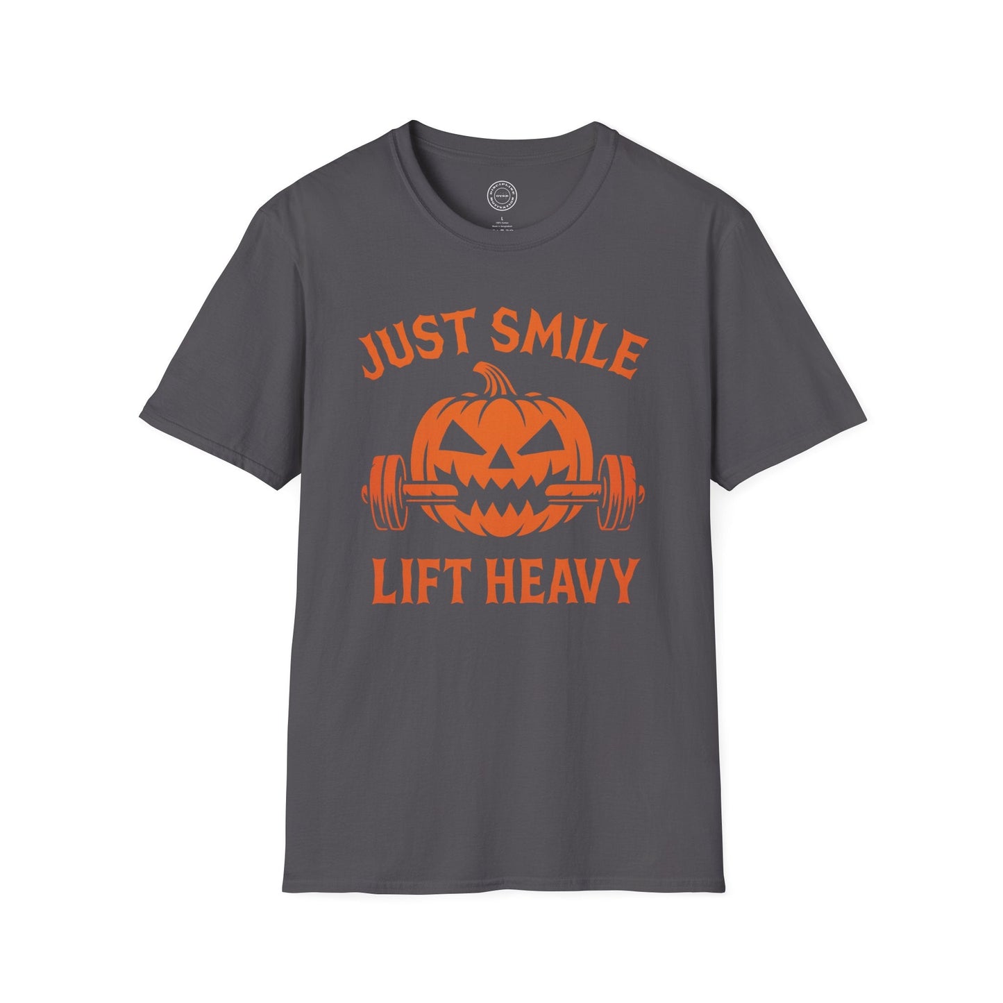 Halloween Orange Jack O Lantern Just Smile and Lift Heavy Pump Cover Up T-Shirt | Motivational Gym & Weightlifting Apparel - Discipline Over Motivation 24/7