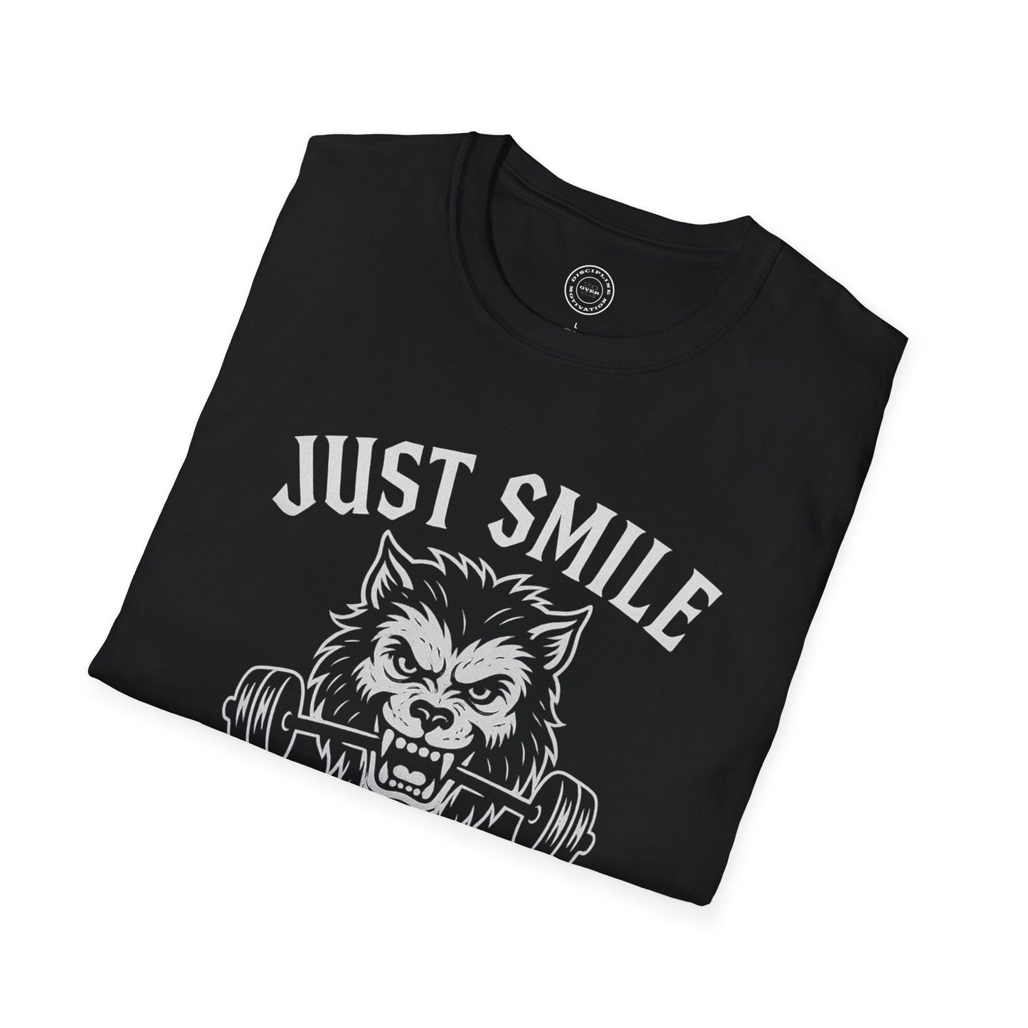 Halloween Spooky Werewolf Just Smile and Lift Heavy Pump Cover Up T-Shirt | Motivational Gym & Weightlifting Apparel - Discipline Over Motivation 24/7