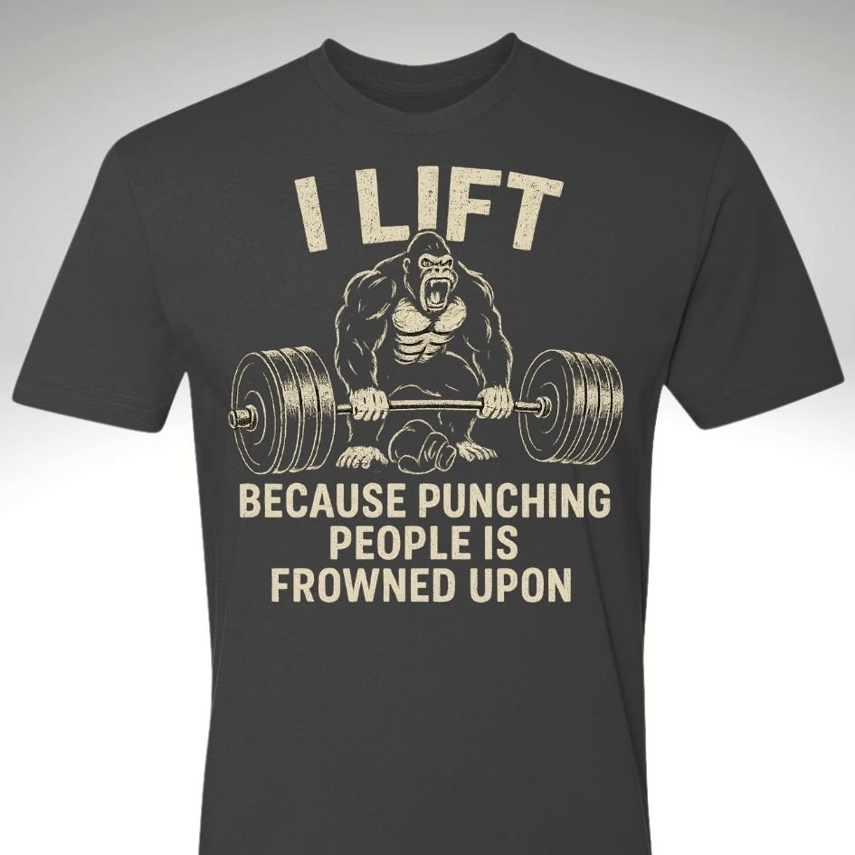 π I Lift Because Punching People is Frowned Upon | Motivational Gym & Workout Apparel for Men & Women - Discipline Over Motivation 24/7