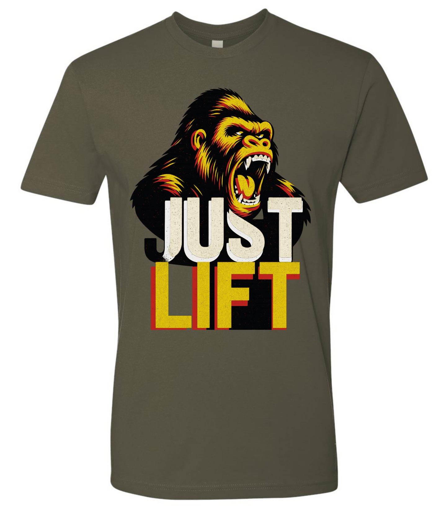 Just Lift T-Shirt | Motivational Gym & Workout Apparel for Men & Women Yellow Face - Discipline Over Motivation 24/7