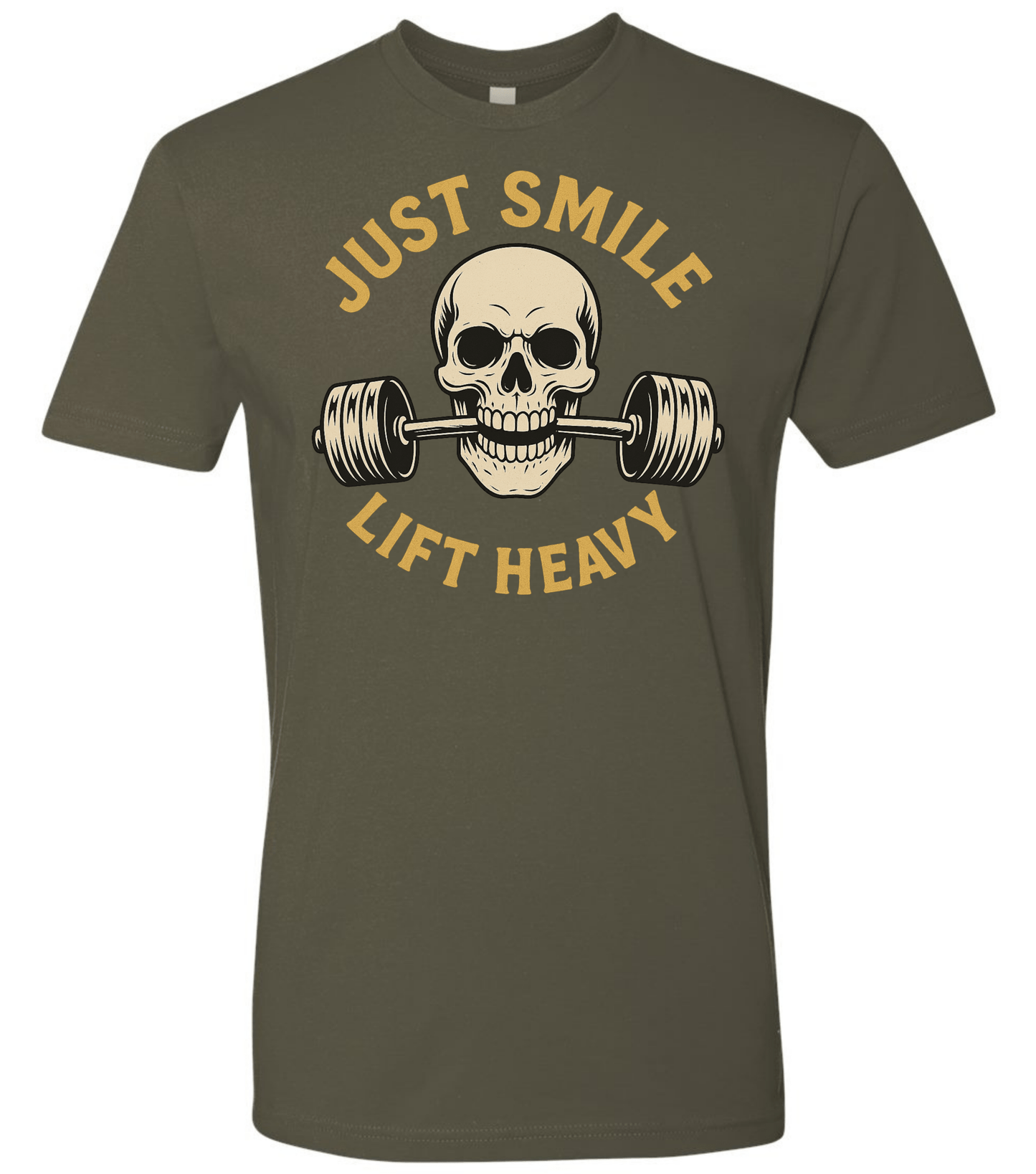 Just Smile and Lift Heavy T-Shirt | Motivational Gym & Weightlifting Apparel - Discipline Over Motivation 24/7
