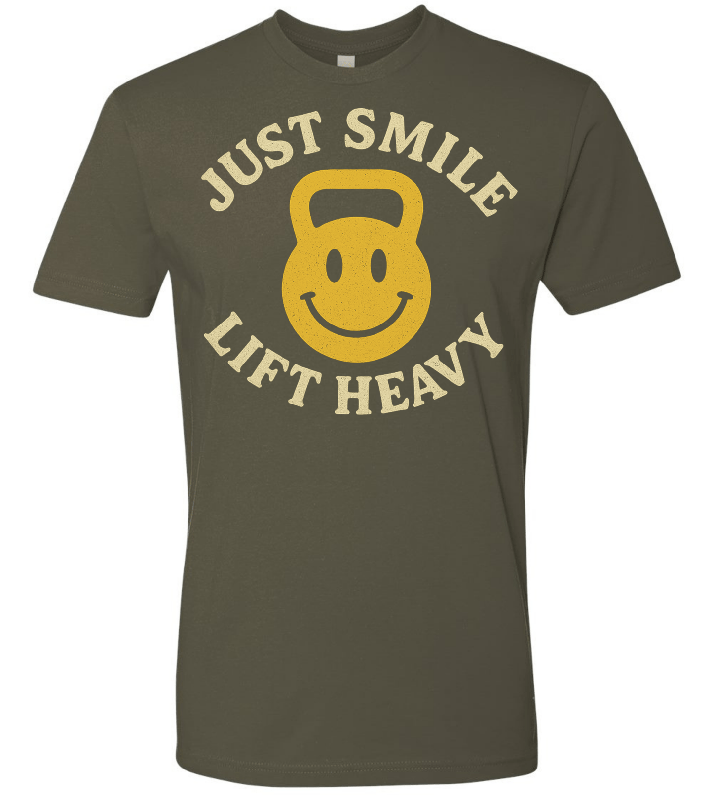 Just Smile and Lift Heavy T-Shirt | Motivational Gym & Weightlifting Apparel Kettle Bell - Discipline Over Motivation 24/7