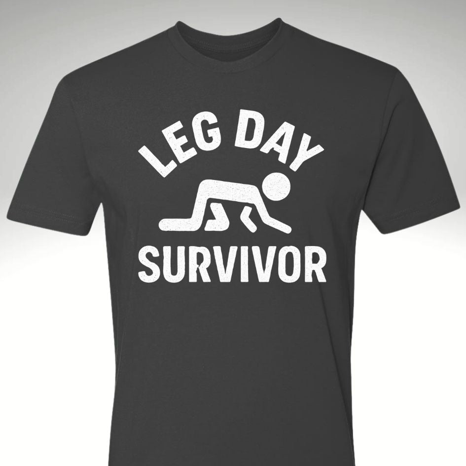Leg Day Survivor | Motivational Gym & Workout Apparel for Men & Women White Print - Discipline Over Motivation 24/7