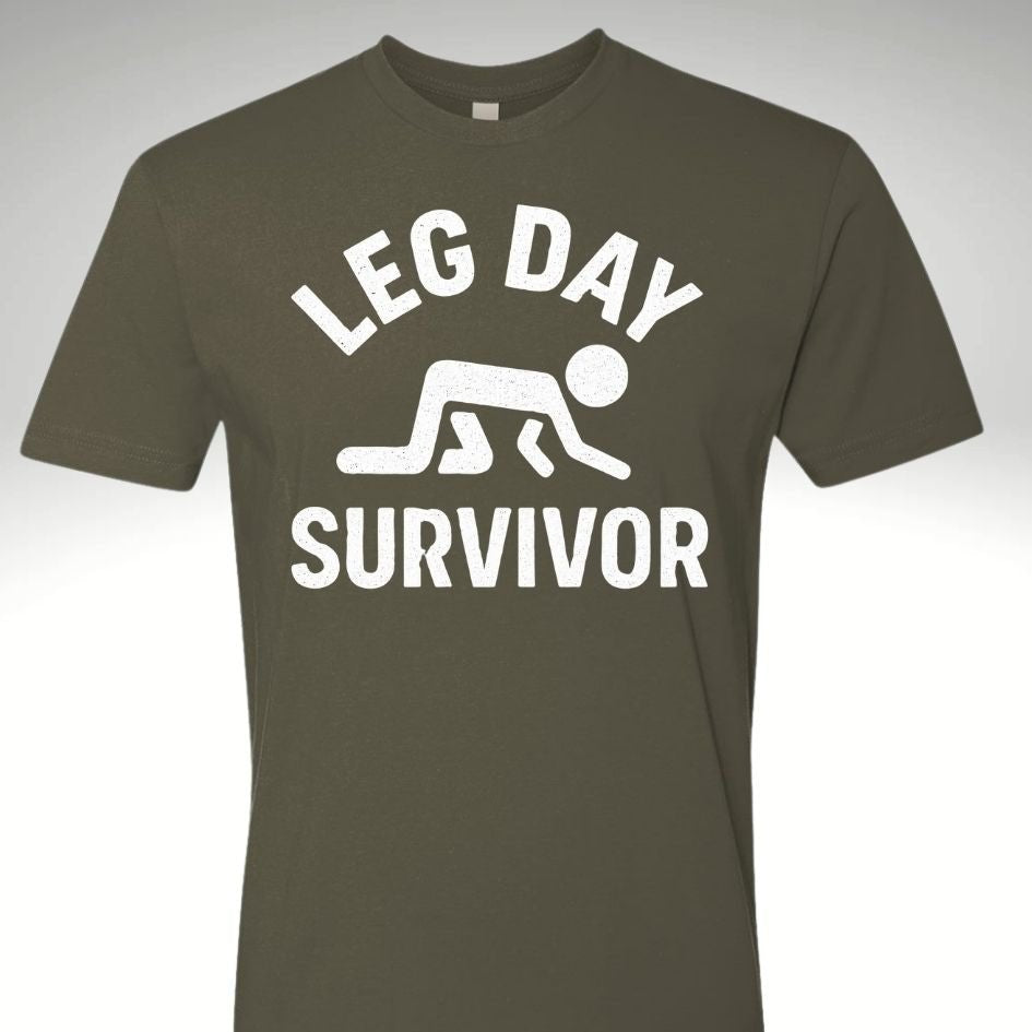 Leg Day Survivor | Motivational Gym & Workout Apparel for Men & Women White Print - Discipline Over Motivation 24/7