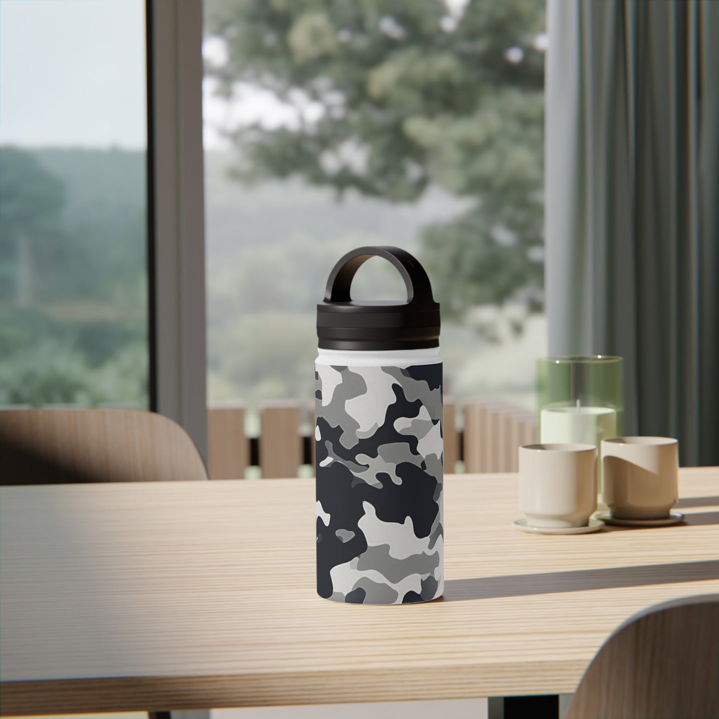 Snow Camouflage Stainless Steel Water Bottle - Discipline Over Motivation 24/7