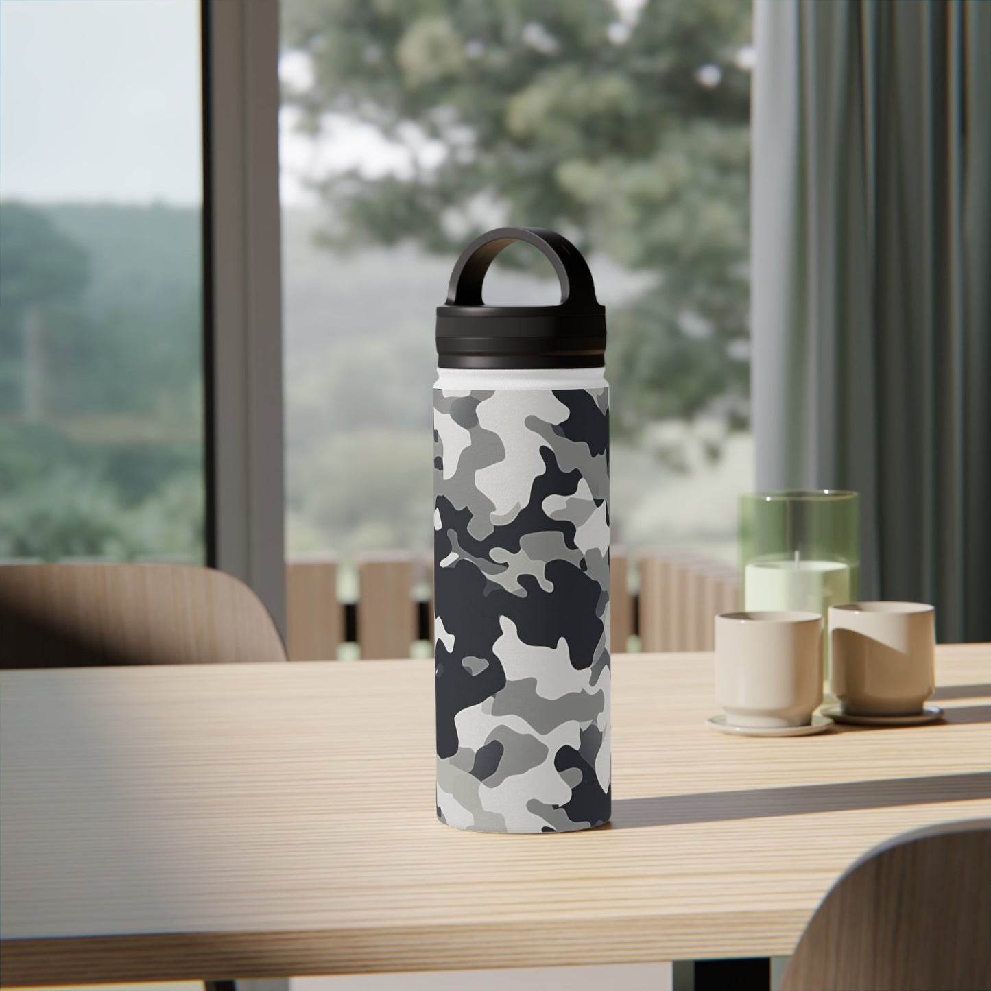 Snow Camouflage Stainless Steel Water Bottle - Discipline Over Motivation 24/7