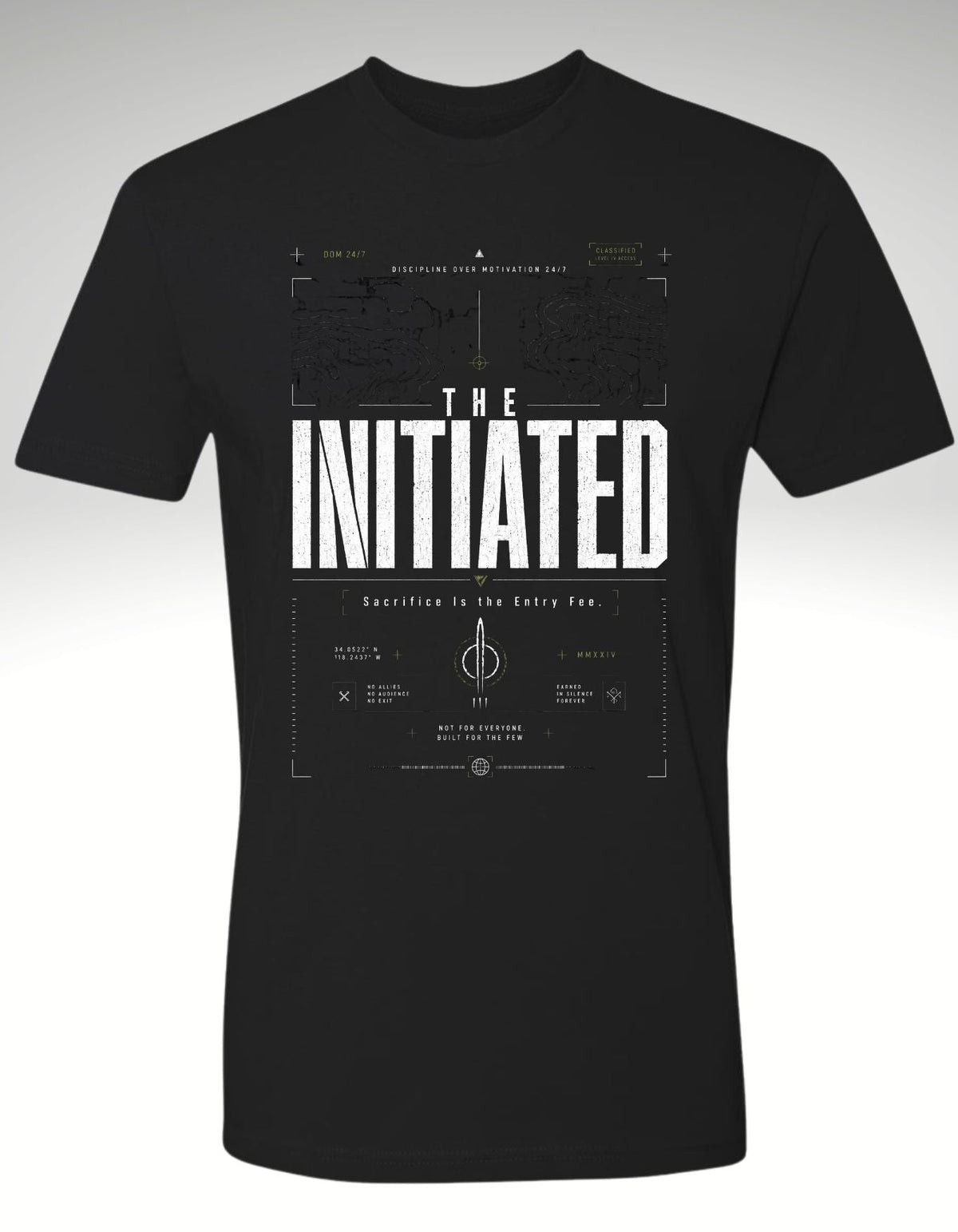 The Initiated — Premium Tee - Discipline Over Motivation 24/7