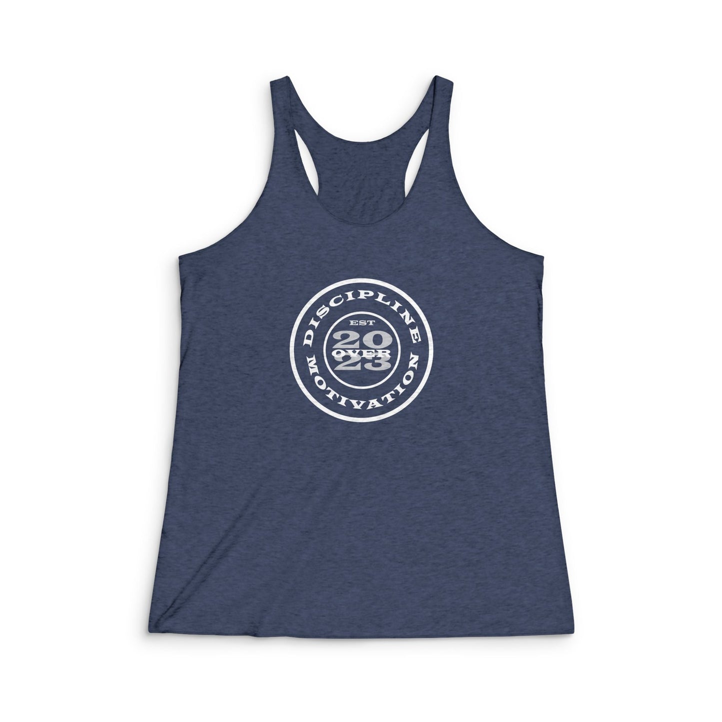 Women's DOM Logo Tri - Blend Racerback Tank - Discipline Over Motivation 24/7