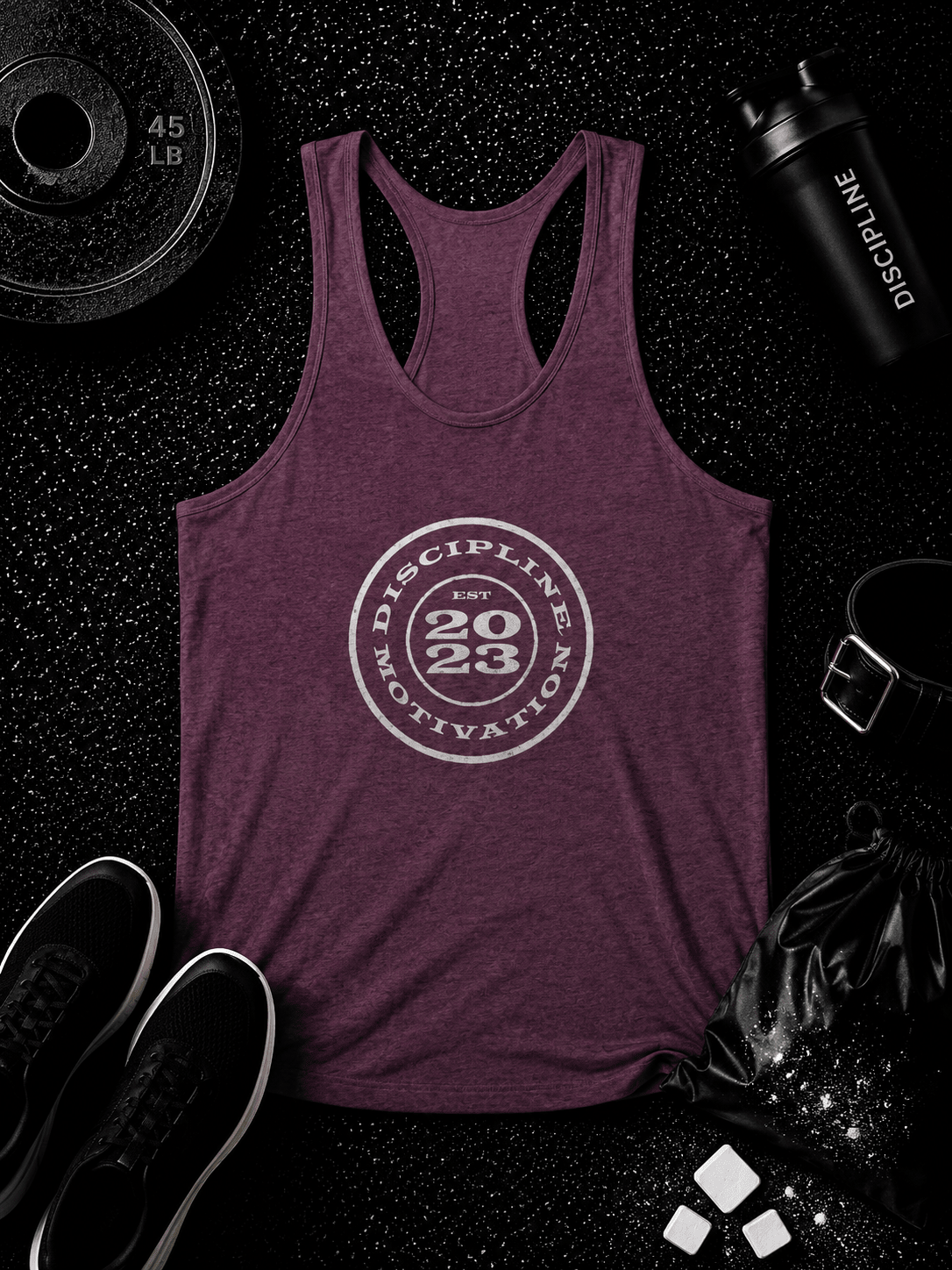 Women's DOM Logo Tri-Blend Racerback Tank - Discipline Over Motivation 24/7