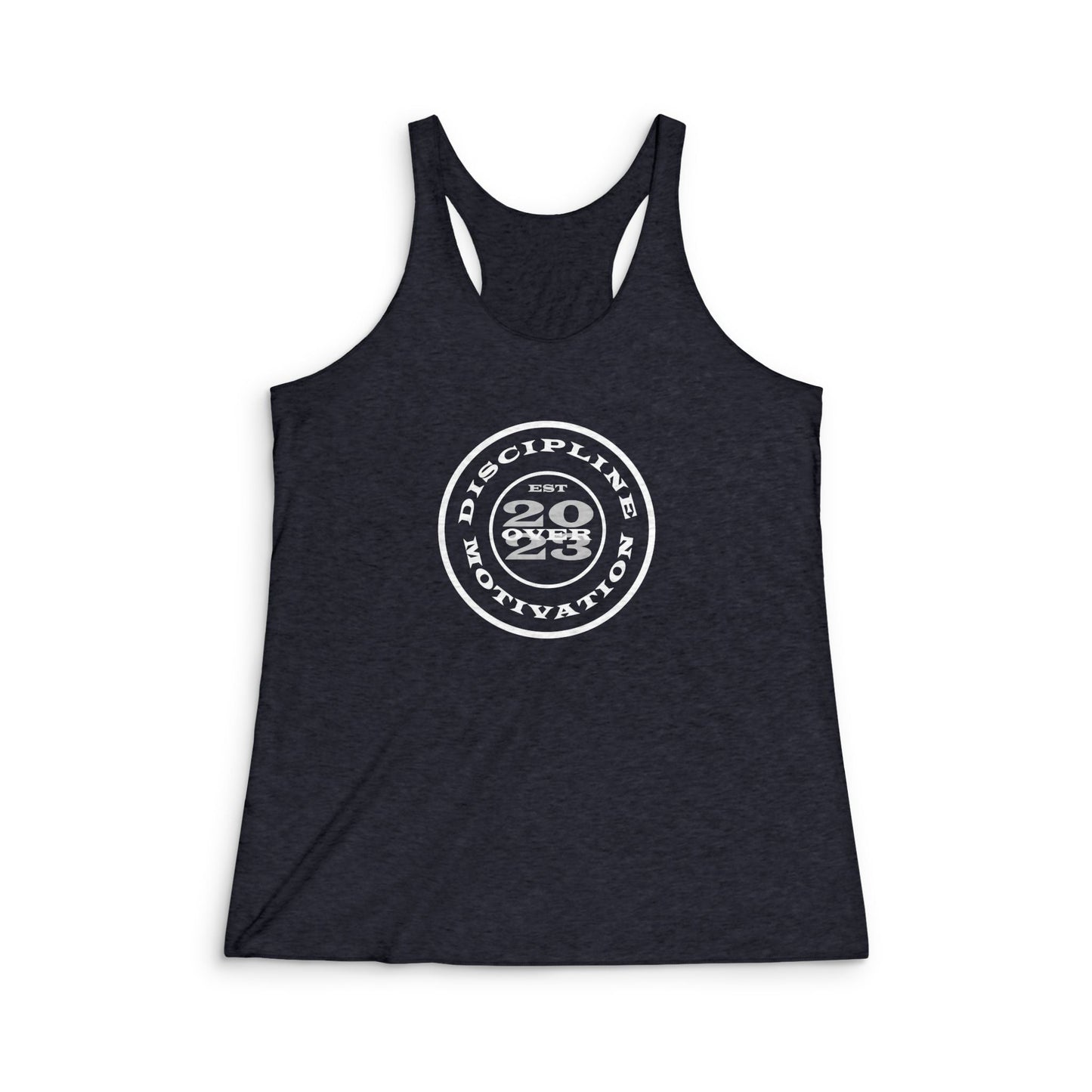 Women's DOM Logo Tri - Blend Racerback Tank - Discipline Over Motivation 24/7