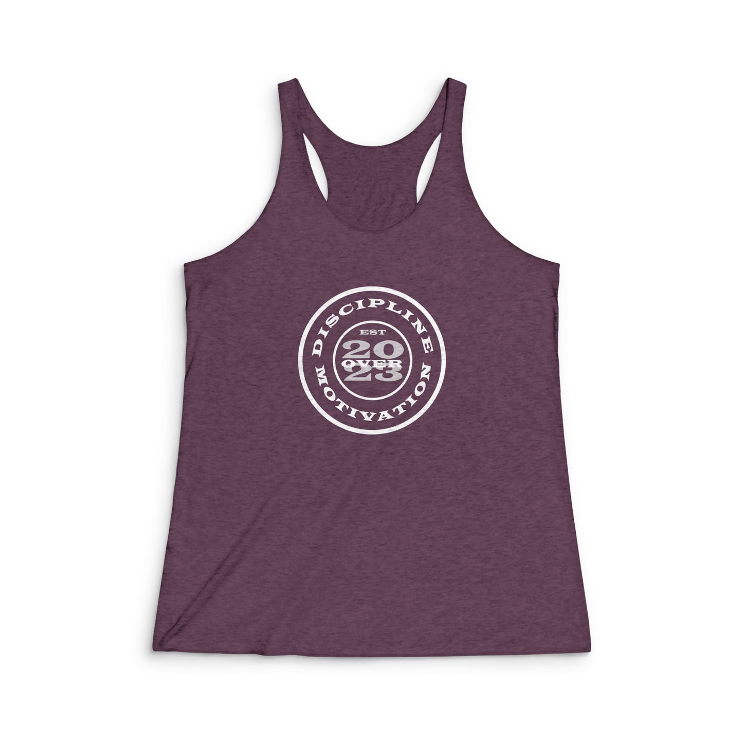 Women's DOM Logo Tri - Blend Racerback Tank - Discipline Over Motivation 24/7