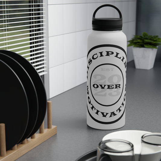 Discipline Over Motivation Logo Customizable Stainless Steel Water Bottle