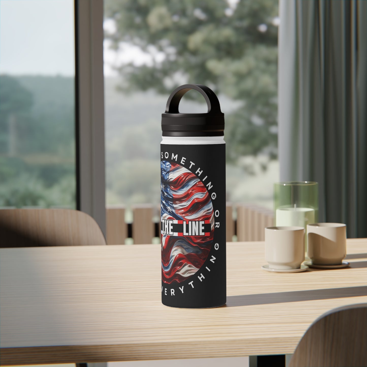 Customizable American Flag “Hold The Line” Stainless Steel Water Bottle