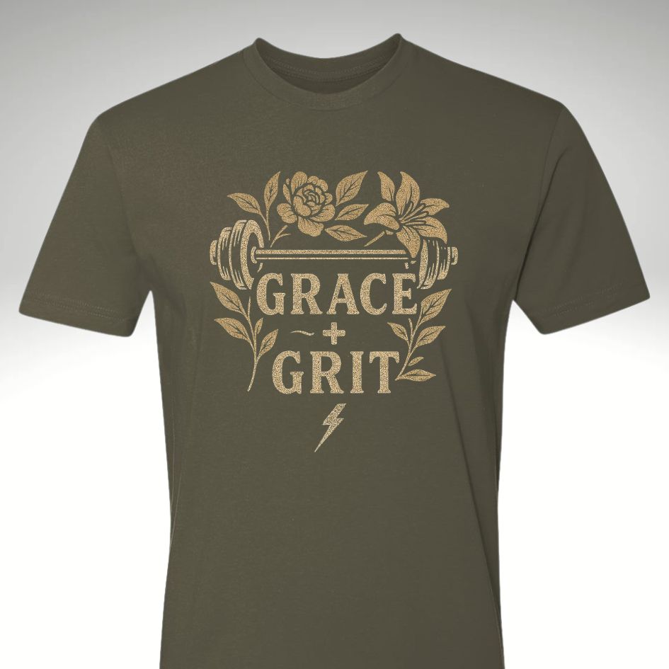 🌸 Grit and Grace – Women's Mindset Tee | Motivational Gym & Workout Apparel