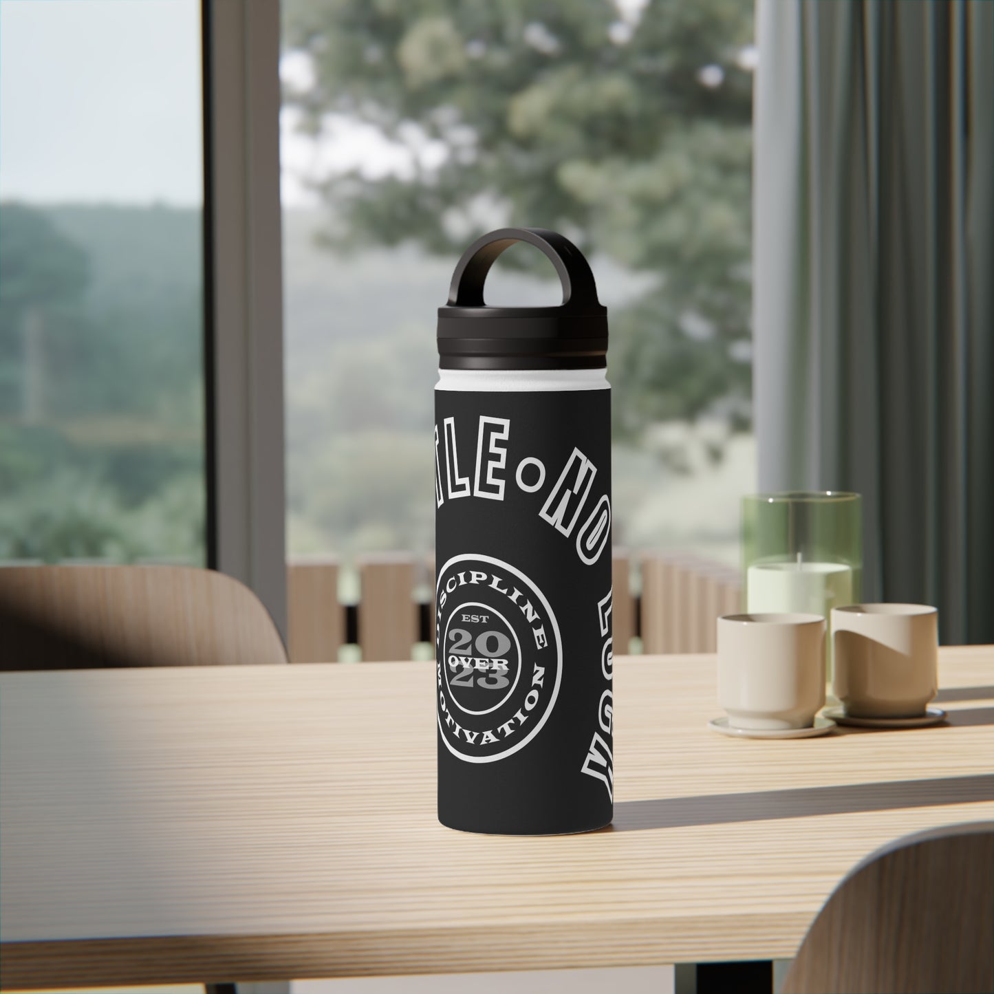 All Hustle No Luck Customizable Stainless Steel Water Bottle