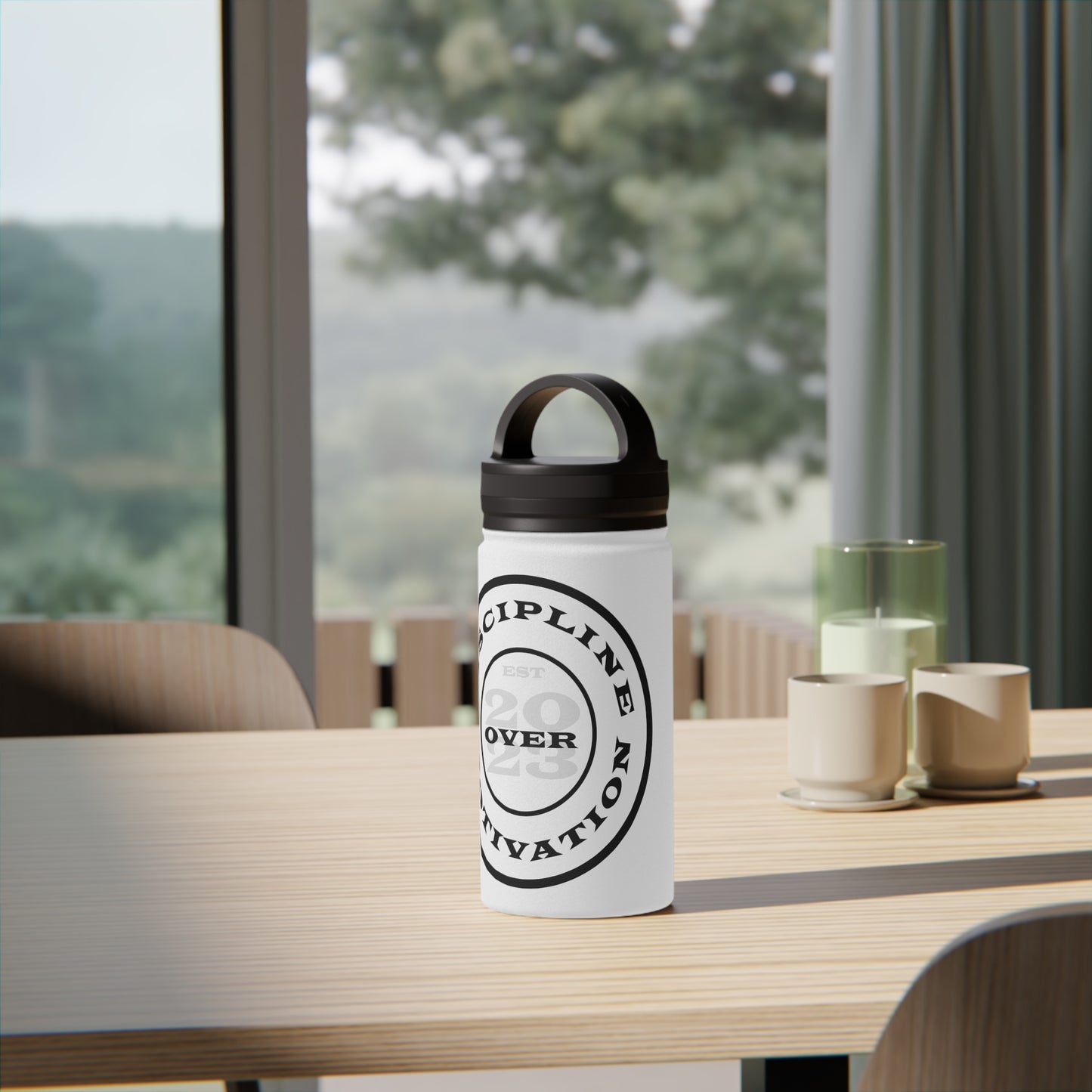 Discipline Over Motivation Logo Customizable Stainless Steel Water Bottle