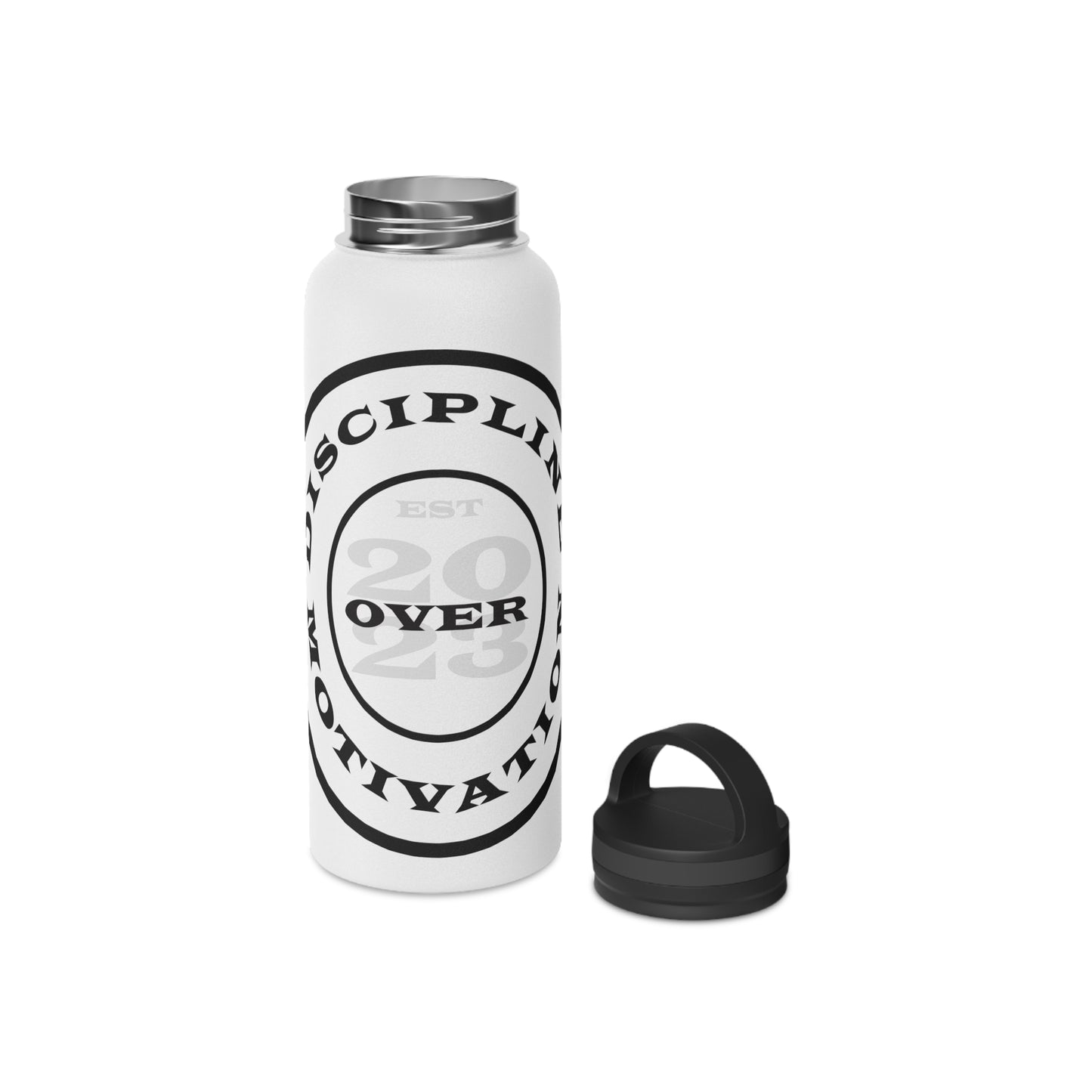 Discipline Over Motivation Logo Customizable Stainless Steel Water Bottle