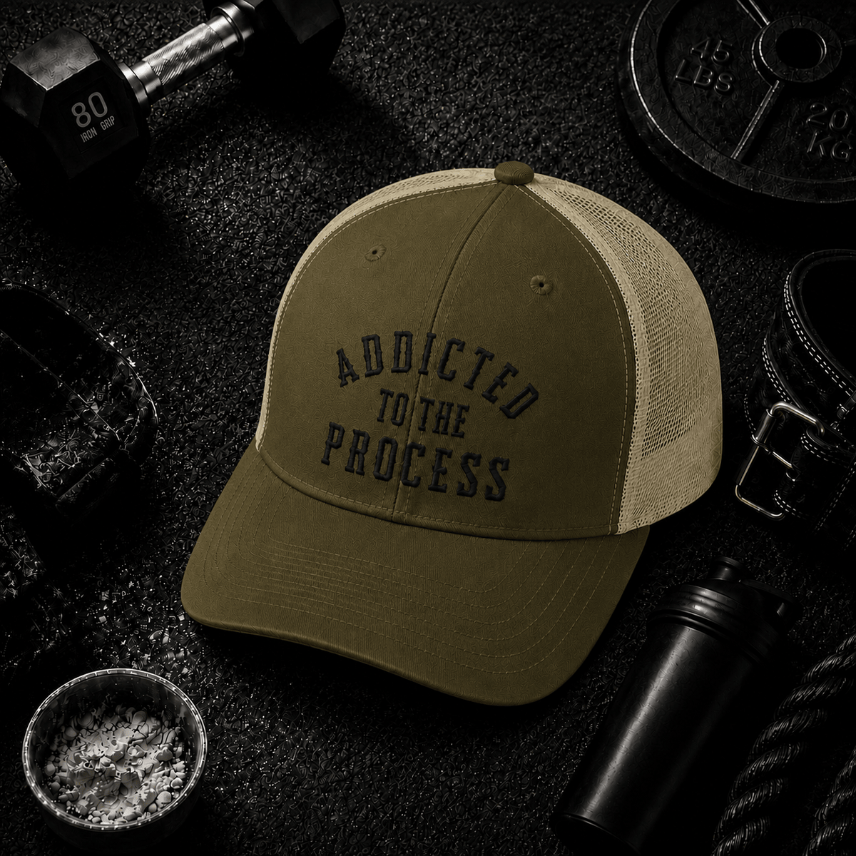 Addicted to the Process Blackout — Trucker Hat - Discipline Over Motivation 24/7