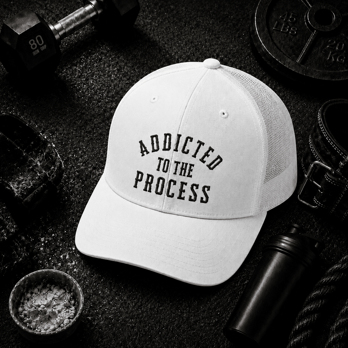 Addicted to the Process Blackout — Trucker Hat - Discipline Over Motivation 24/7
