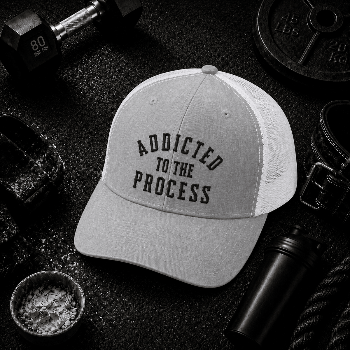 Addicted to the Process Blackout — Trucker Hat - Discipline Over Motivation 24/7