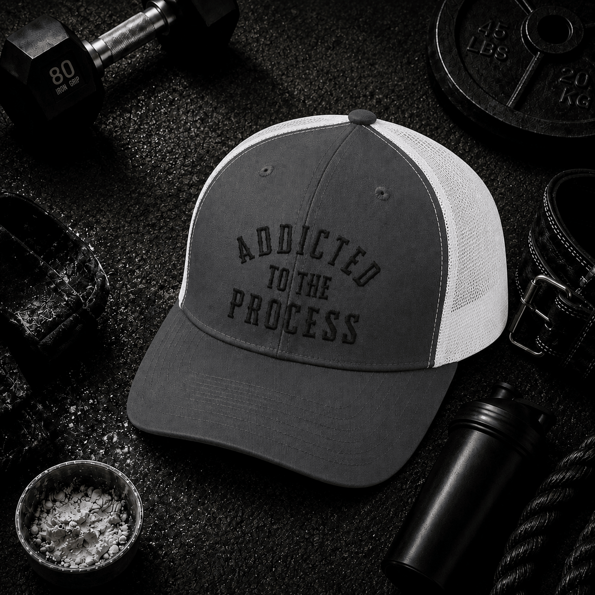 Addicted to the Process Blackout — Trucker Hat - Discipline Over Motivation 24/7
