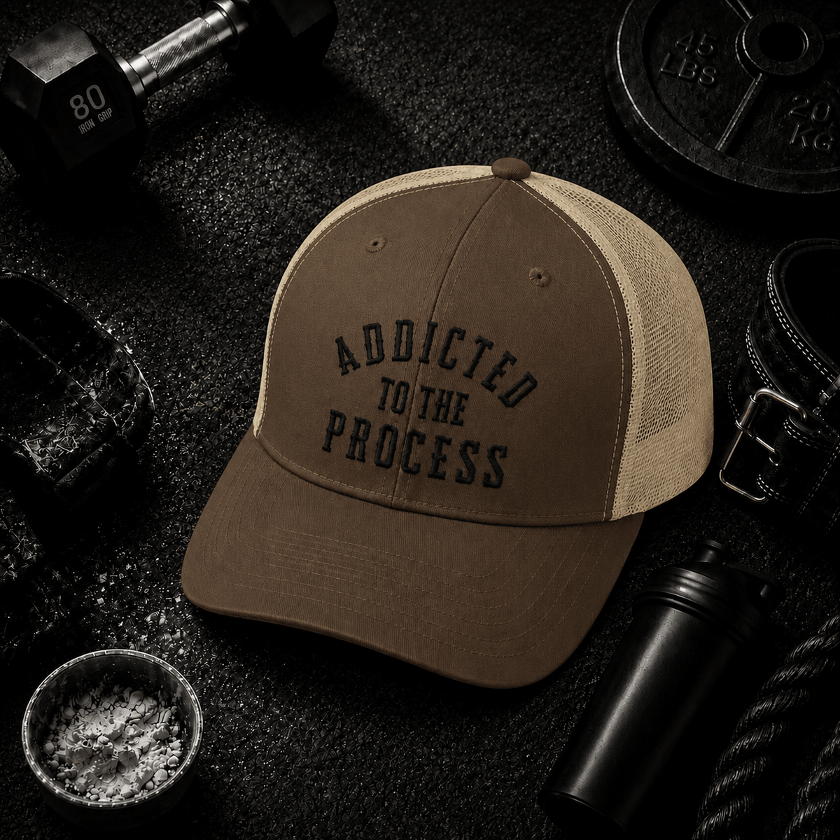 Addicted to the Process Blackout — Trucker Hat - Discipline Over Motivation 24/7